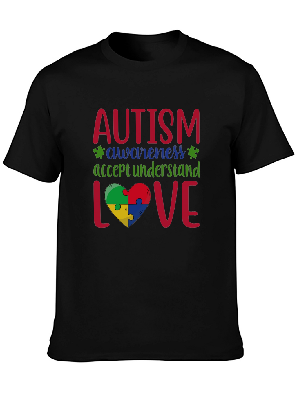Autism Awareness Puzzle Piece Heart Graphic Tee