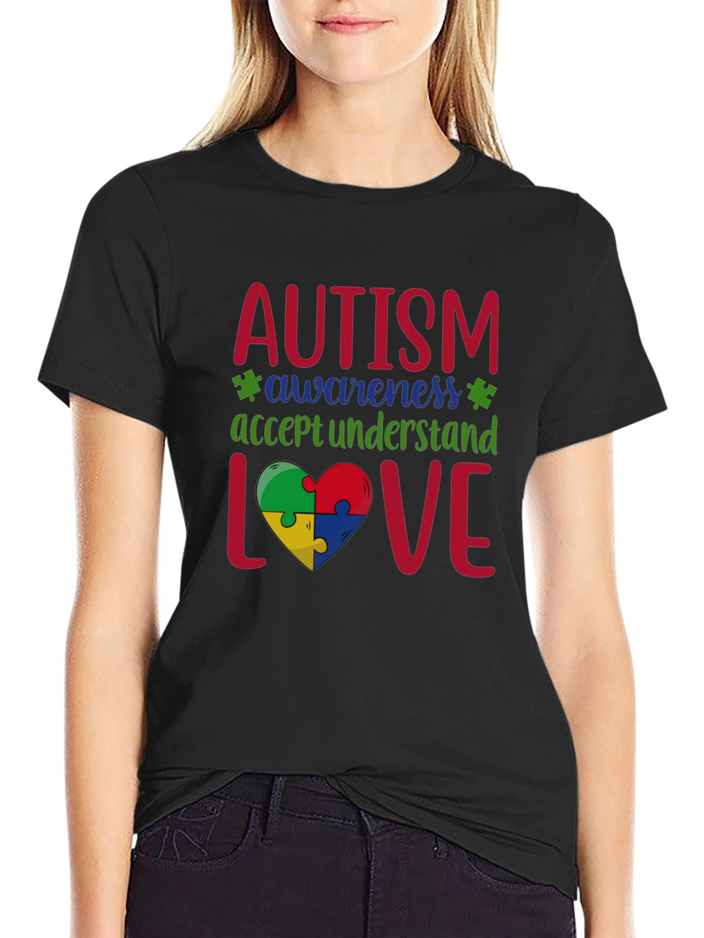 Autism Awareness Puzzle Piece Heart Graphic Tee