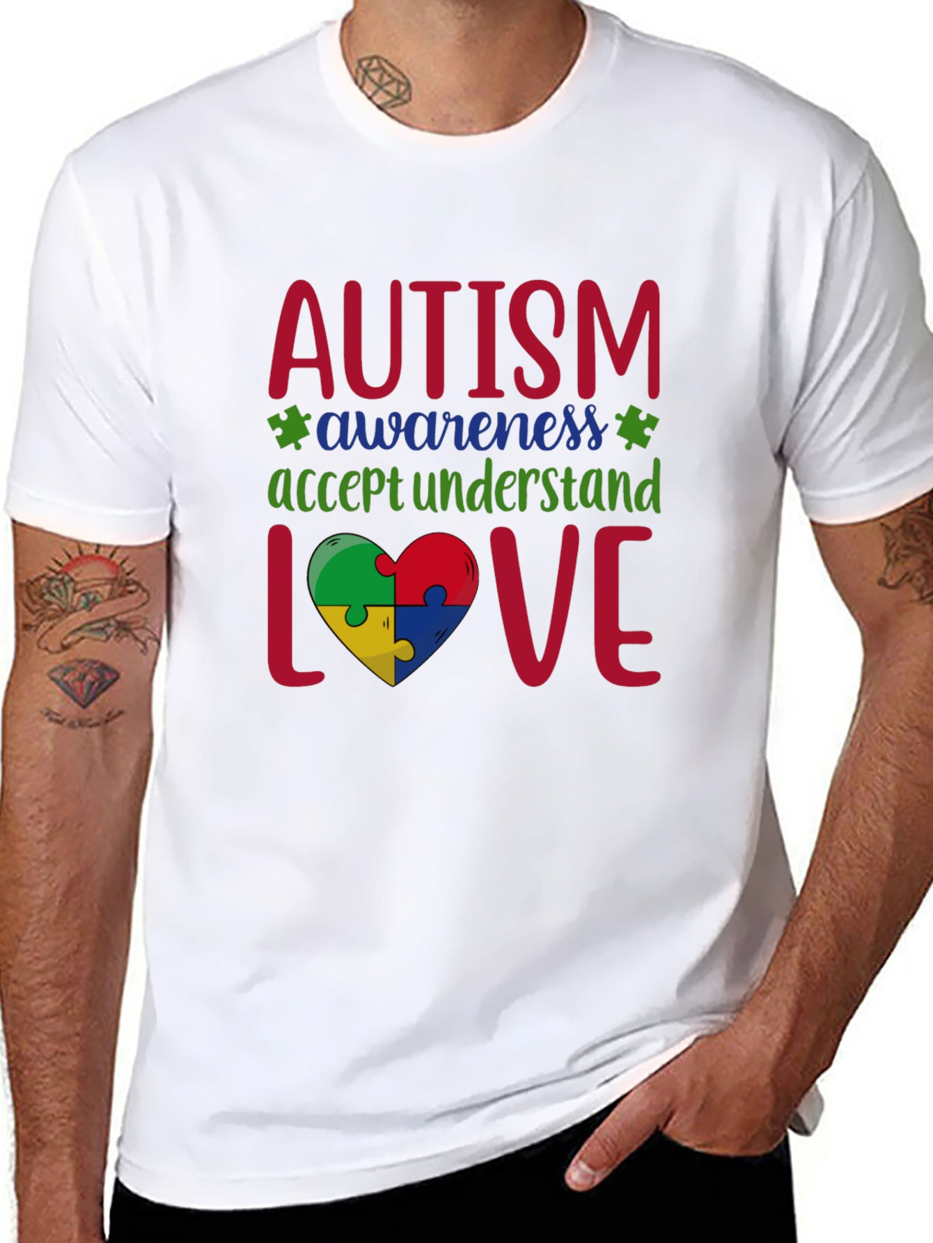 Autism Awareness Puzzle Piece Heart Graphic Tee