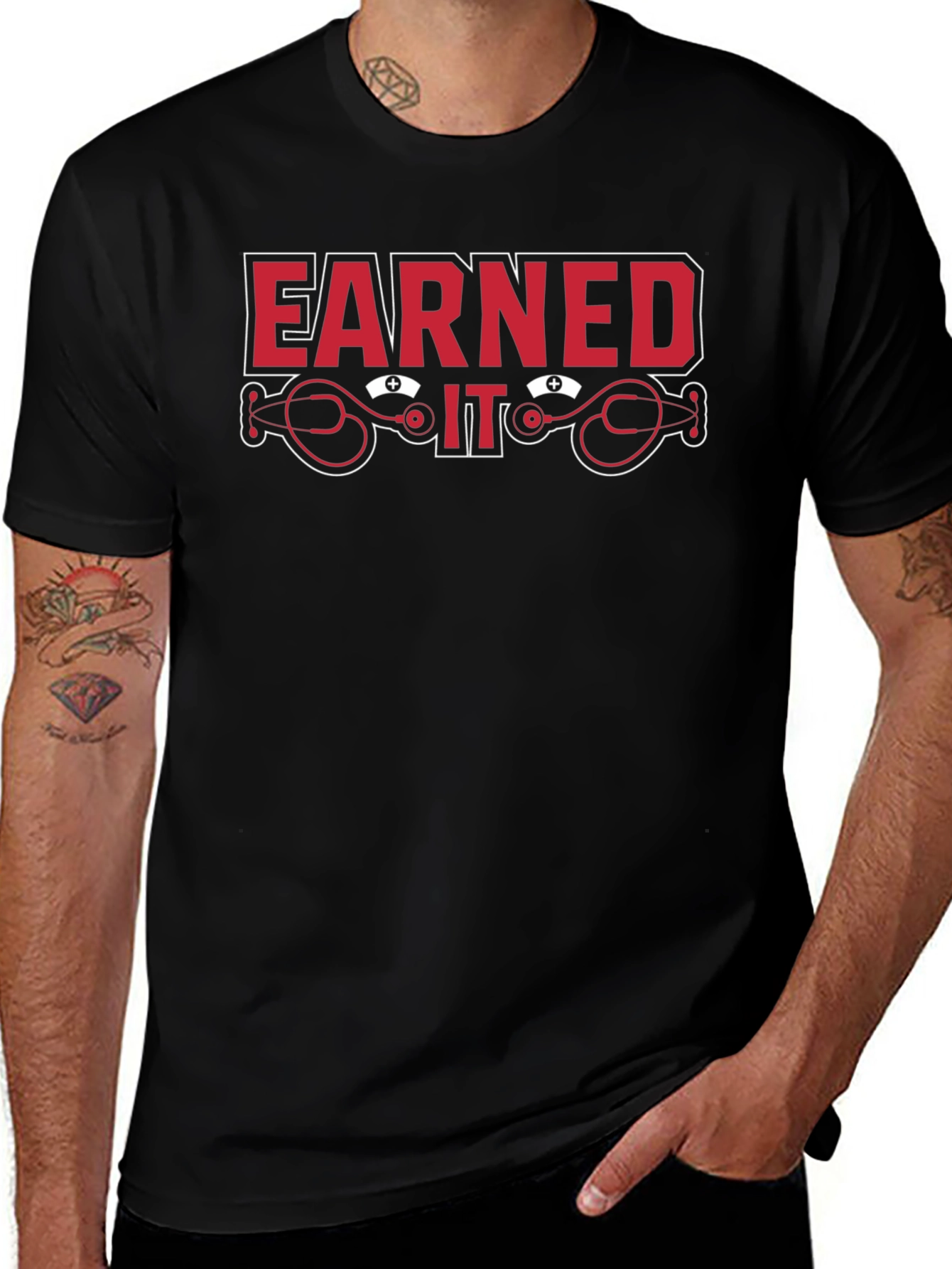 Earned It Nurse Stethoscope Graphic T-Shirt