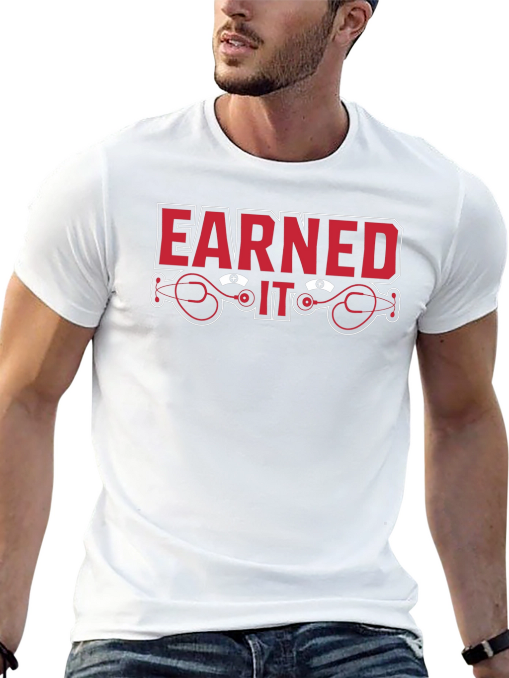 Earned It Nurse Stethoscope Graphic T-Shirt