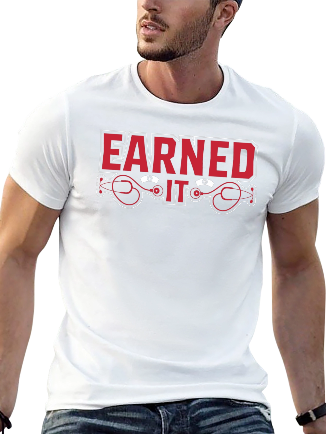 Earned It Nurse Stethoscope Graphic T-Shirt