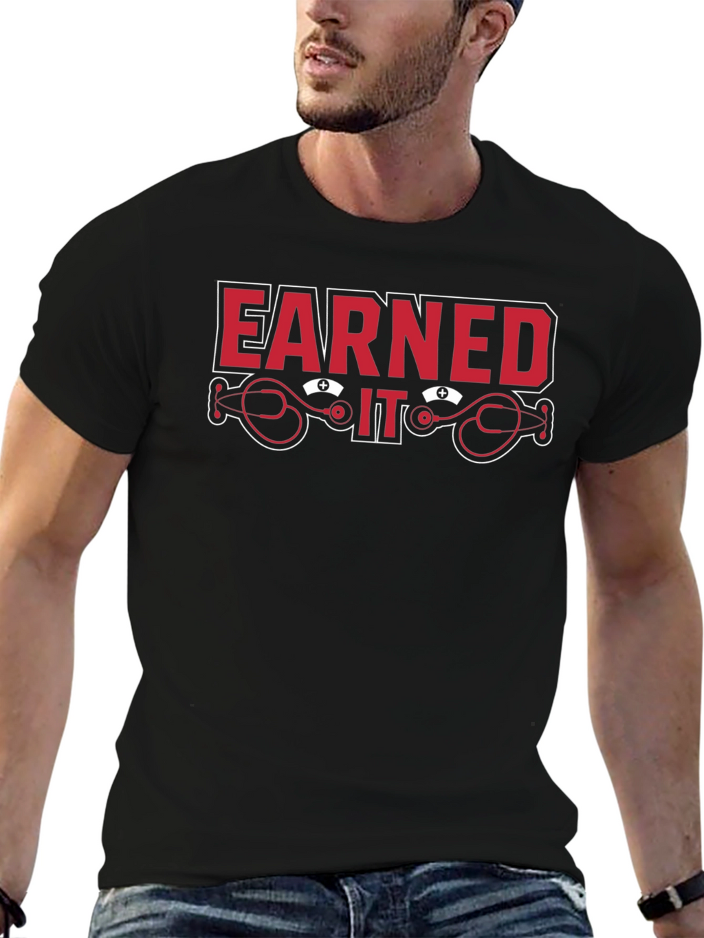 Earned It Nurse Stethoscope Graphic T-Shirt