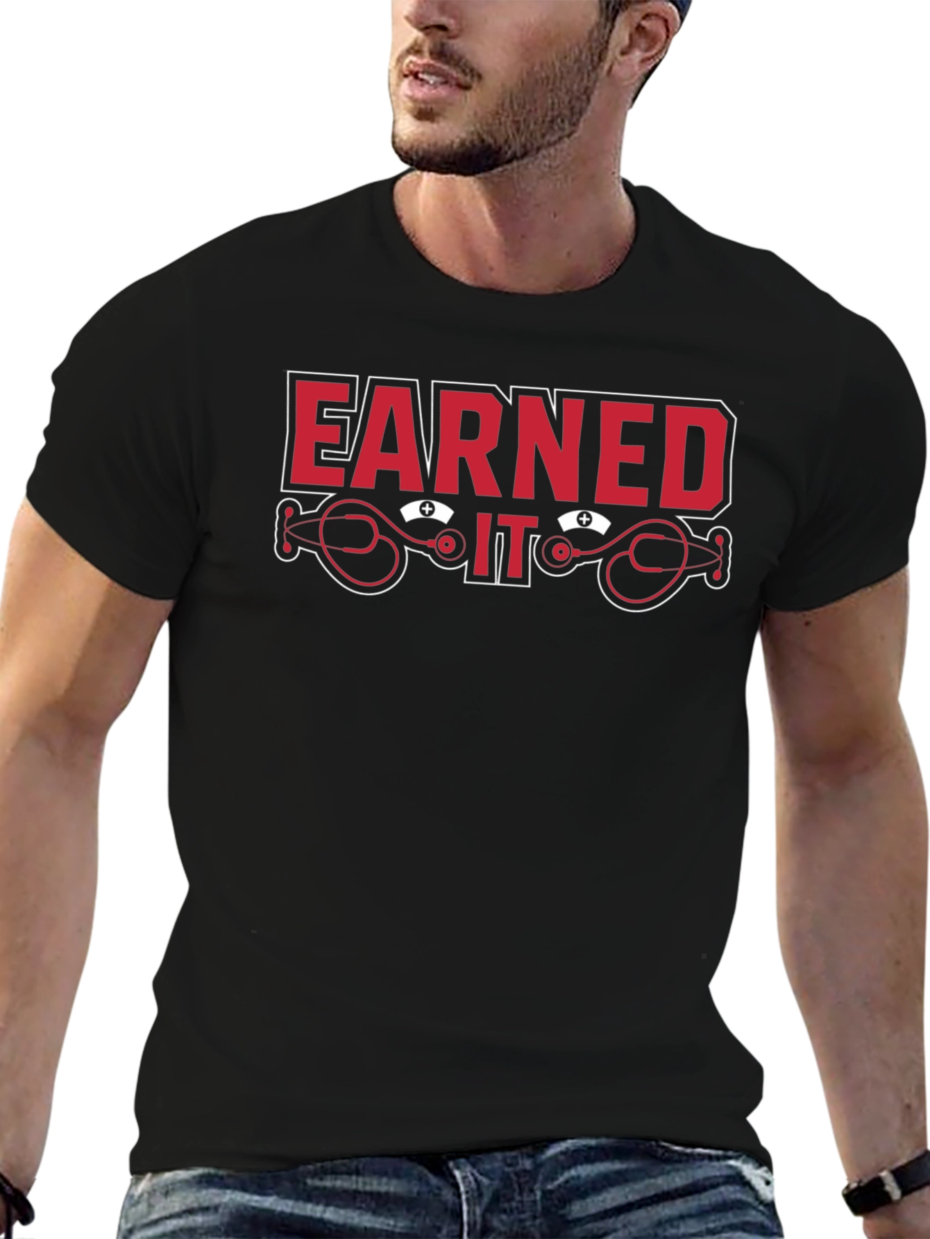 Earned It Nurse Stethoscope Graphic T-Shirt