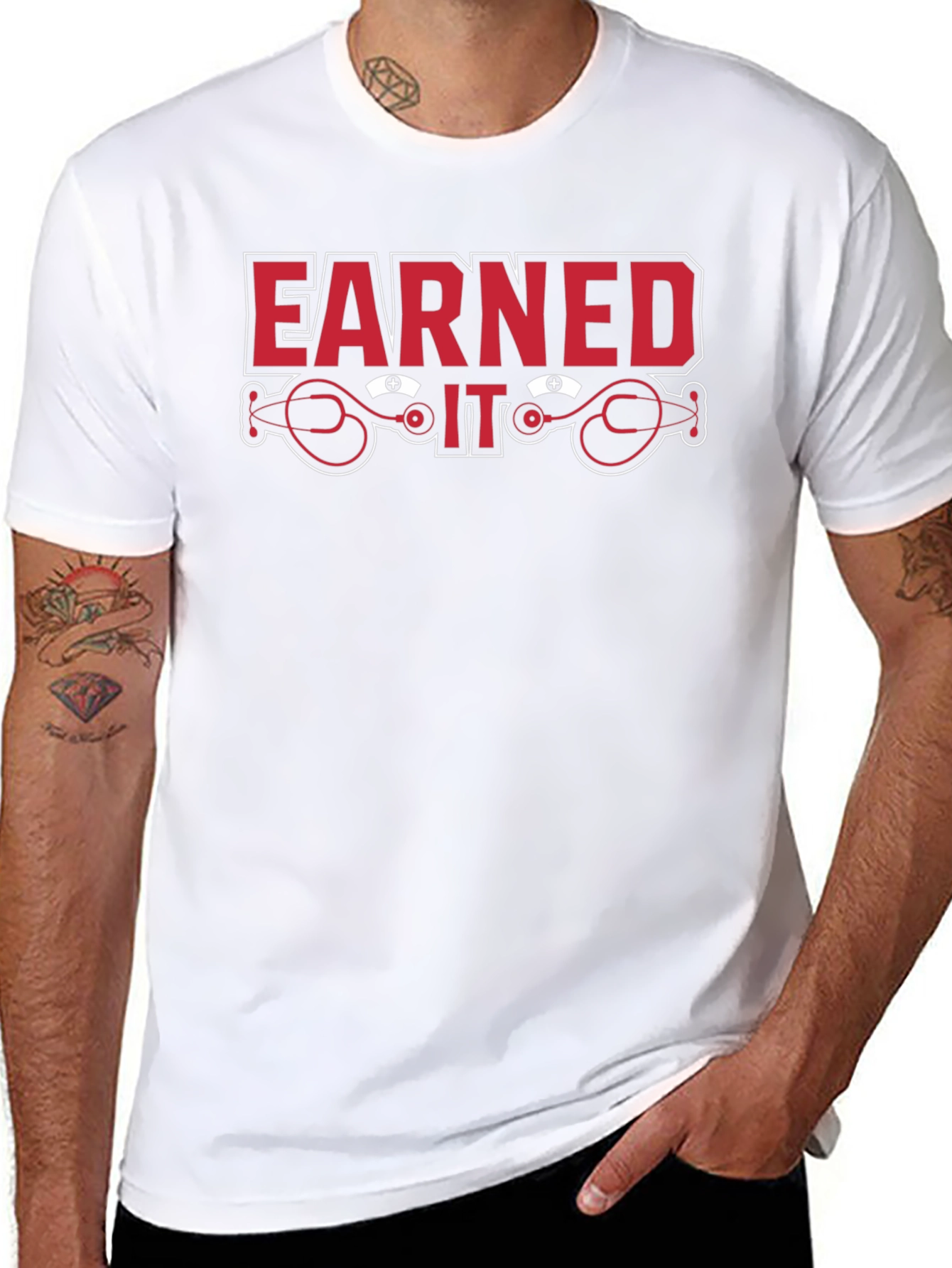 Earned It Nurse Stethoscope Graphic T-Shirt
