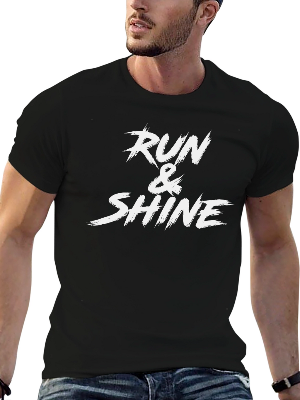 Run & Shine Graphic Tee - Motivational Black T-Shirt