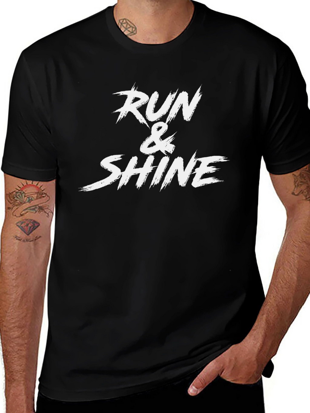 Run & Shine Graphic Tee - Motivational Black T-Shirt