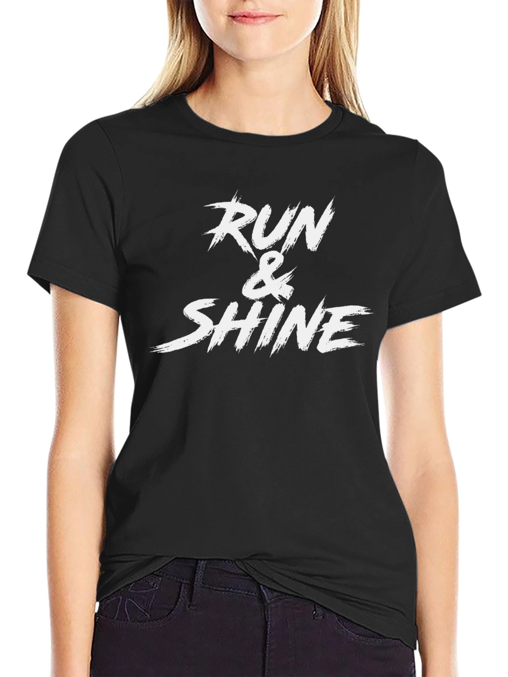 Run & Shine Graphic Tee - Motivational Black T-Shirt