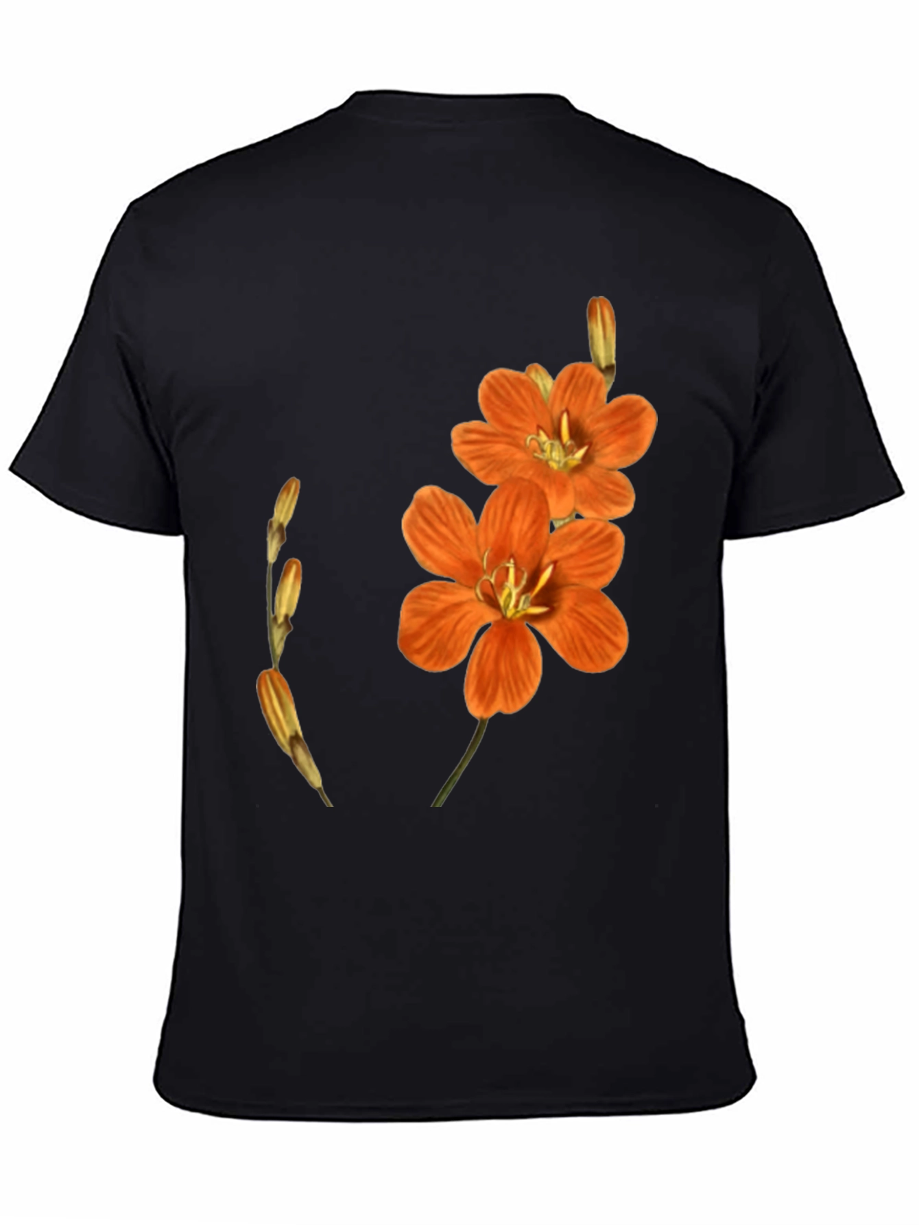 Floral Print Black Tee