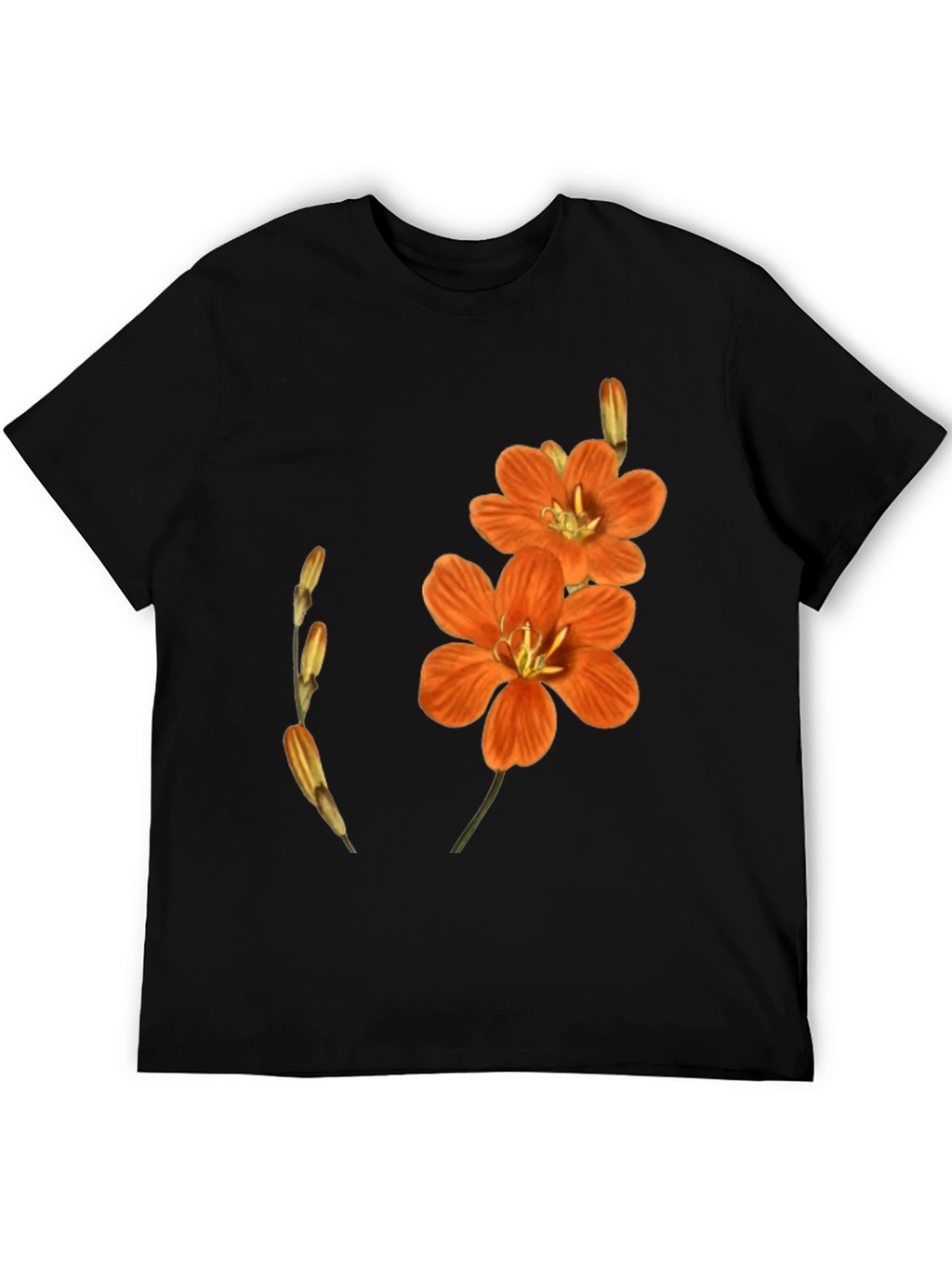 Floral Print Black Tee