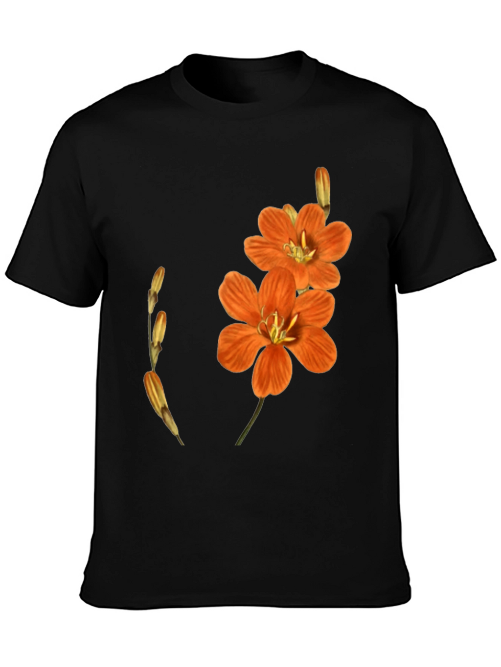 Floral Print Black Tee