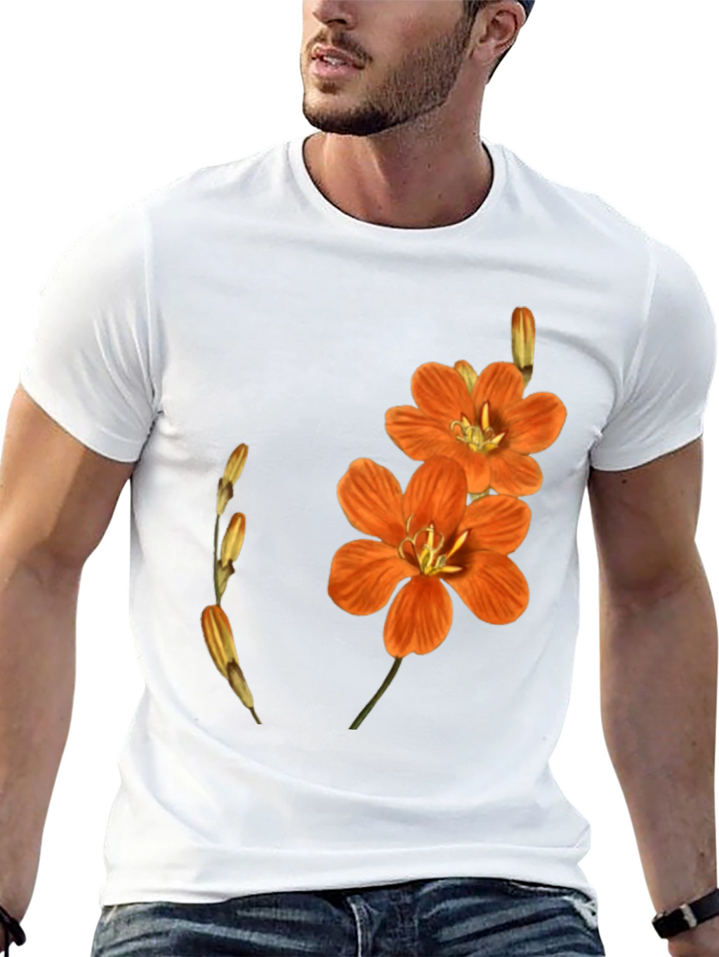 Floral Print Black Tee