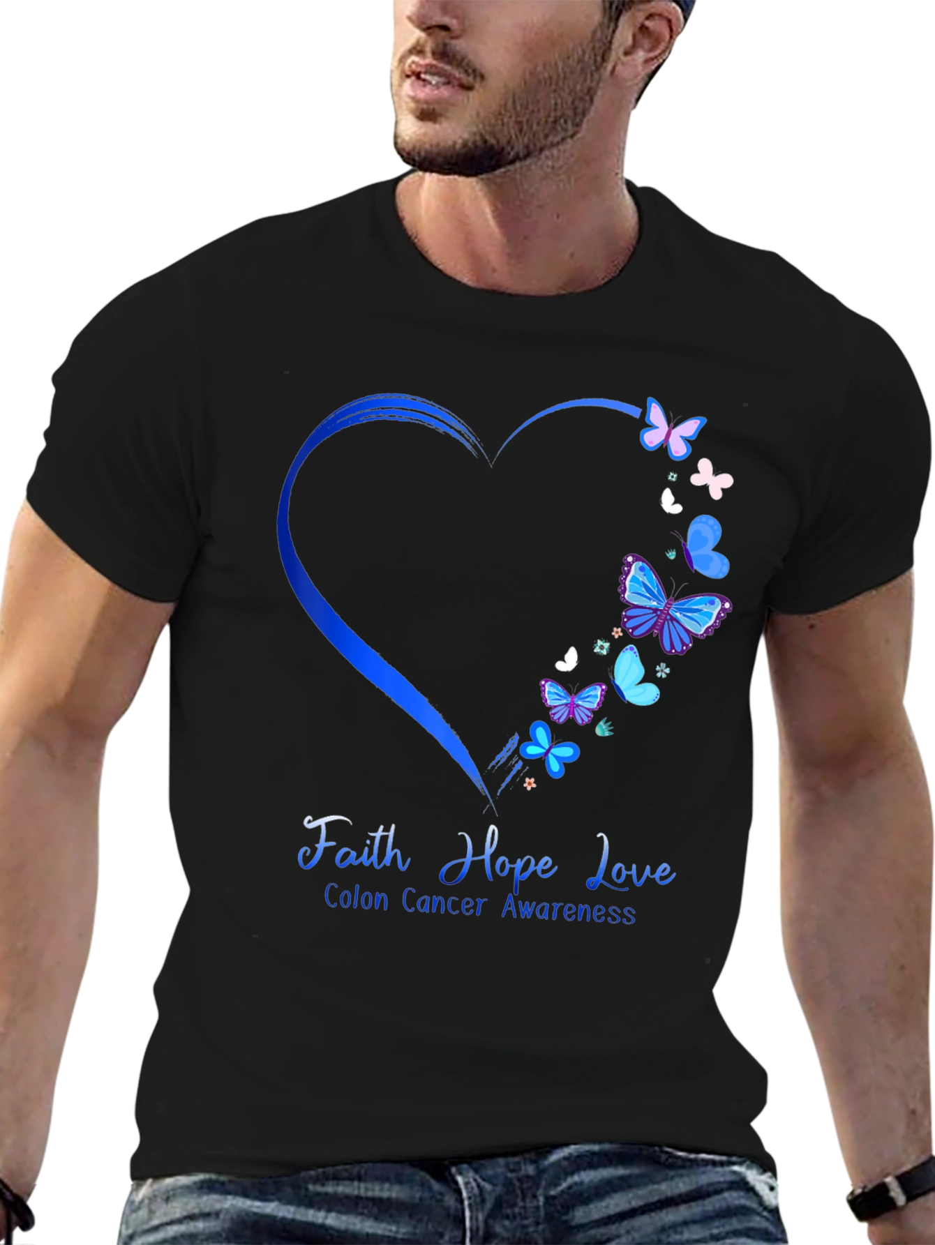Colon Cancer Awareness Butterfly Heart T-Shirt