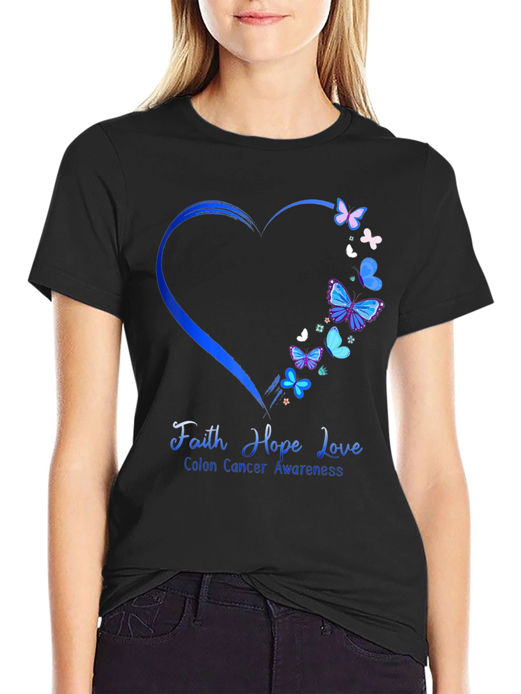 Colon Cancer Awareness Butterfly Heart T-Shirt