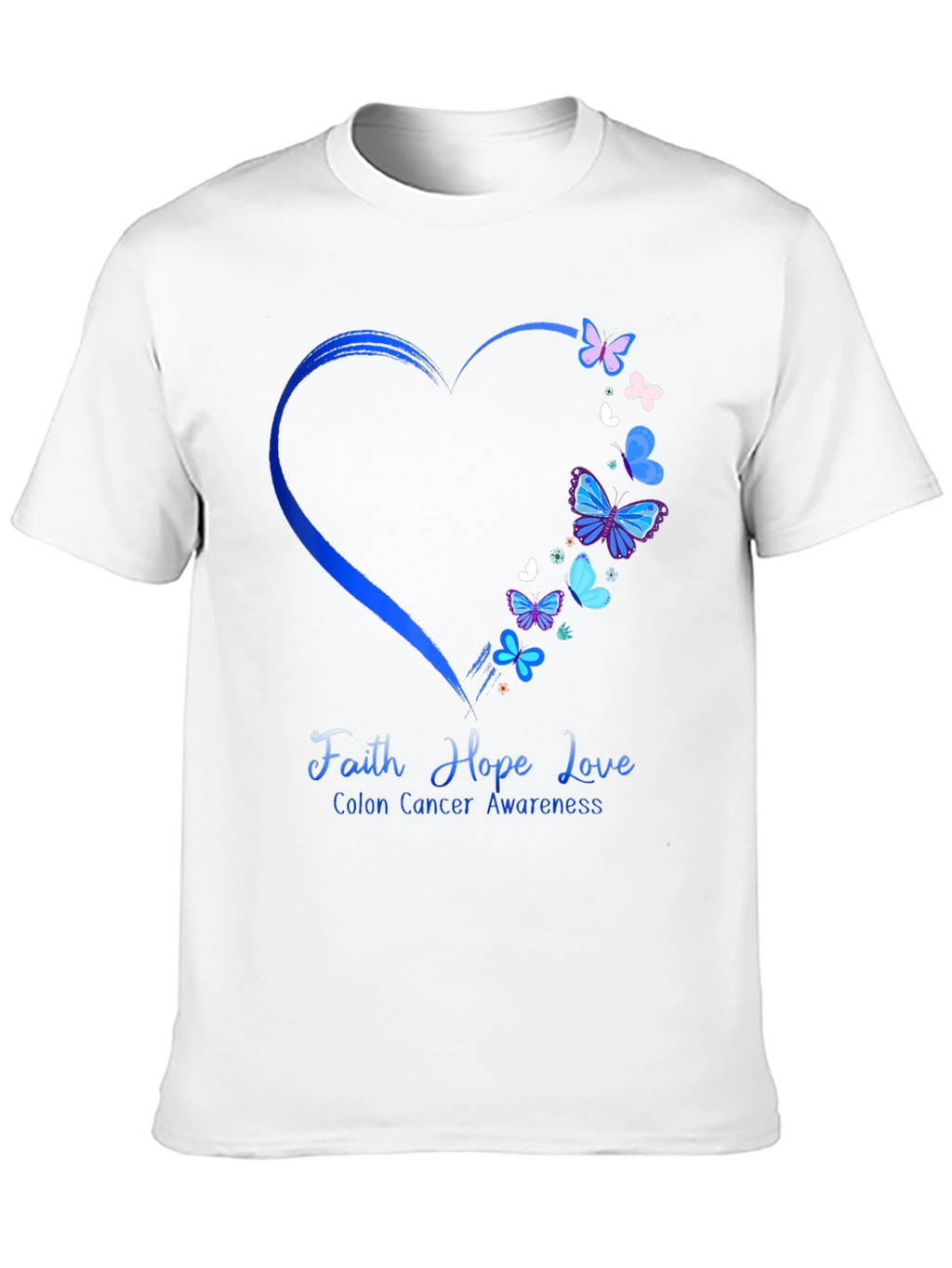 Colon Cancer Awareness Butterfly Heart T-Shirt