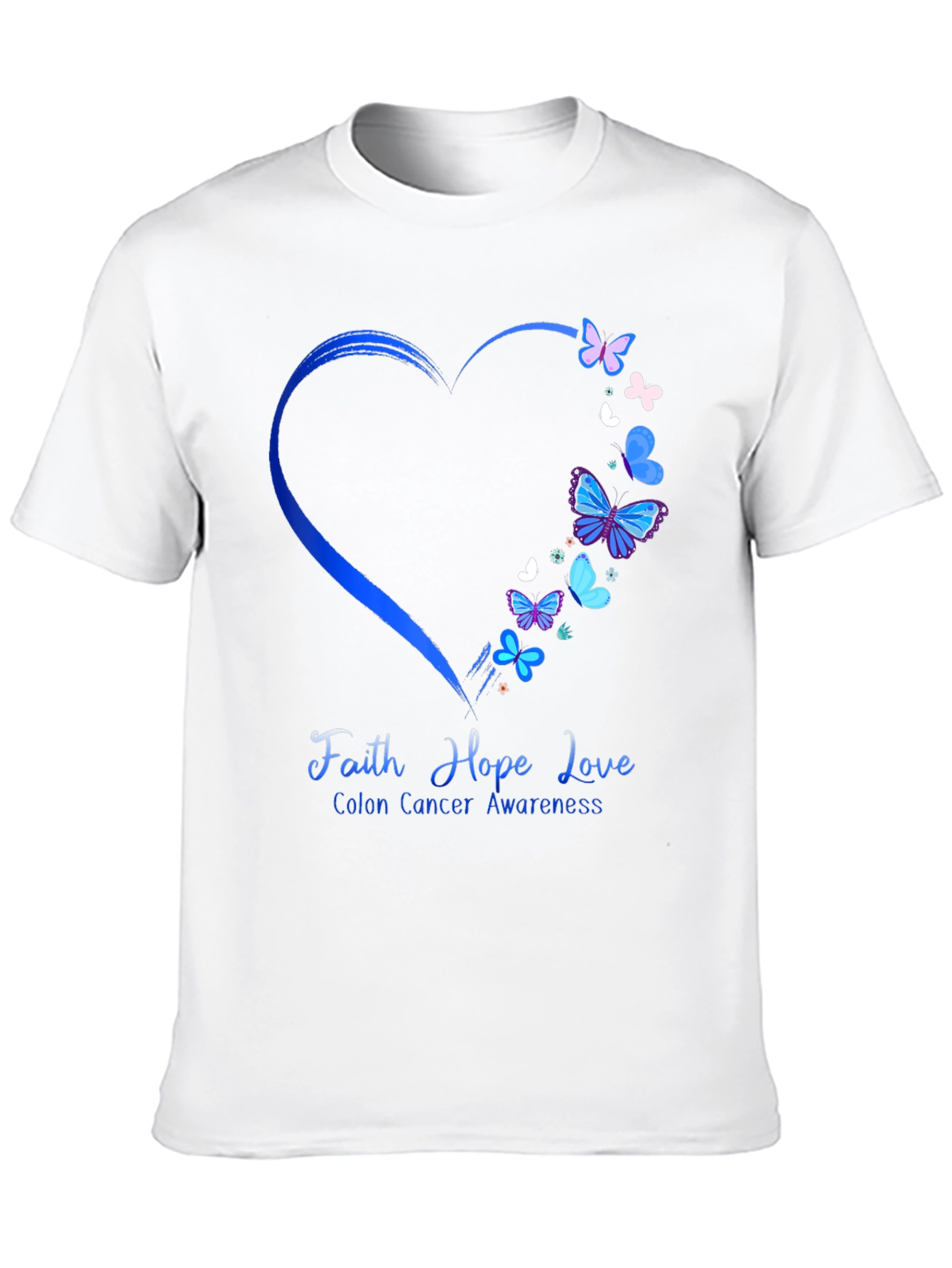 Colon Cancer Awareness Butterfly Heart T-Shirt