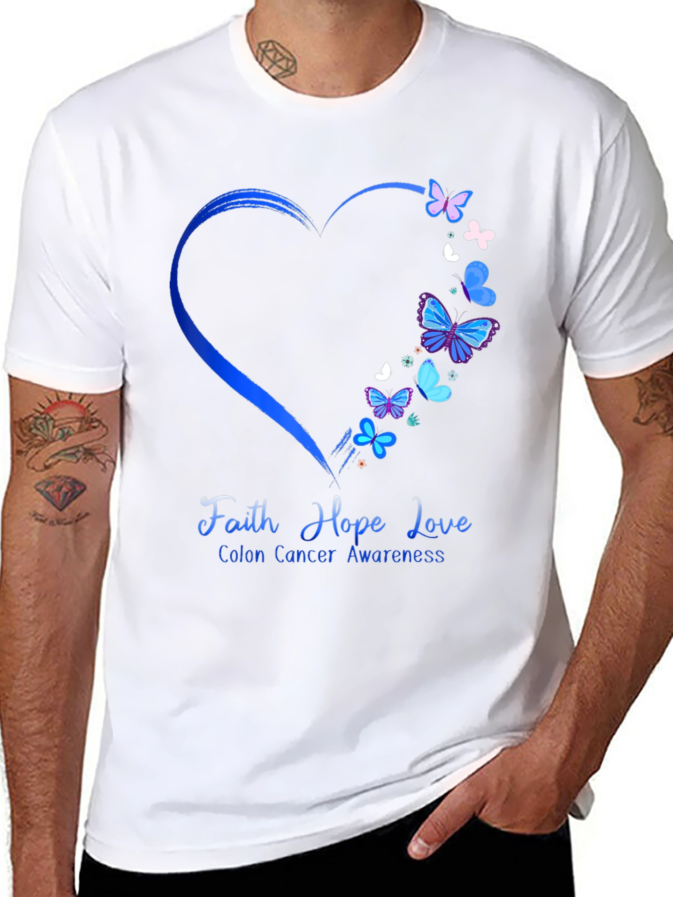 Colon Cancer Awareness Butterfly Heart T-Shirt