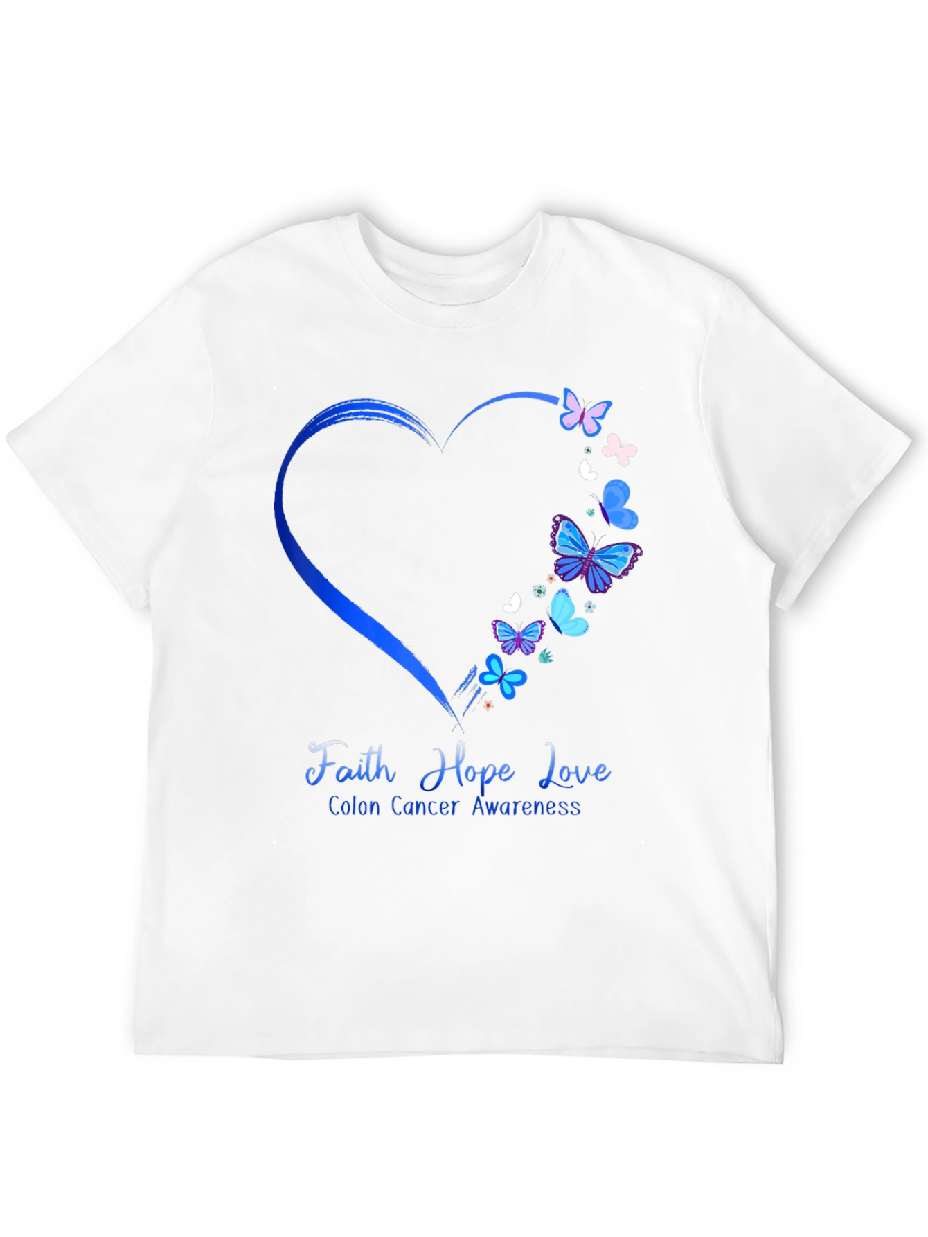 Colon Cancer Awareness Butterfly Heart T-Shirt