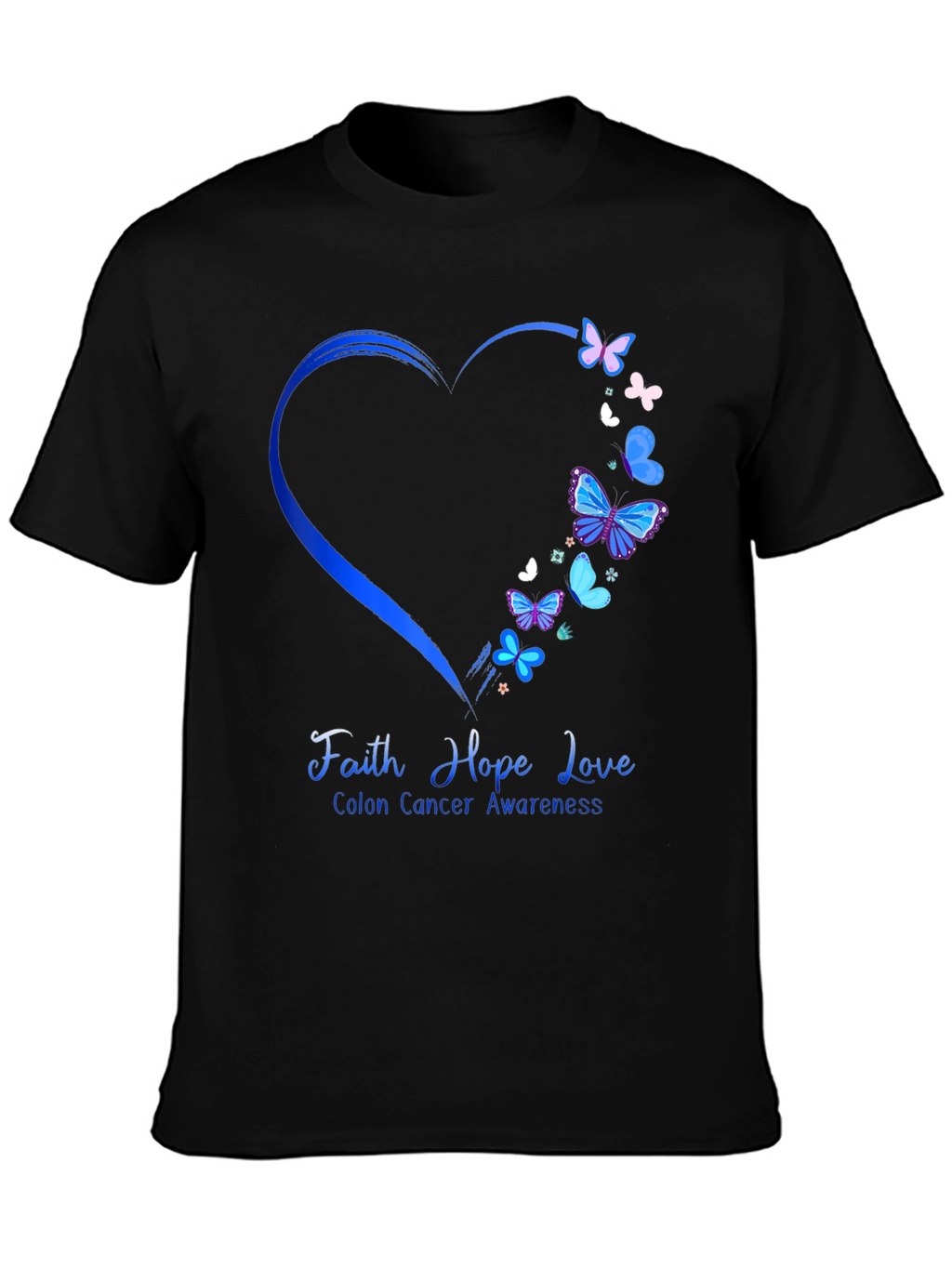 Colon Cancer Awareness Butterfly Heart T-Shirt