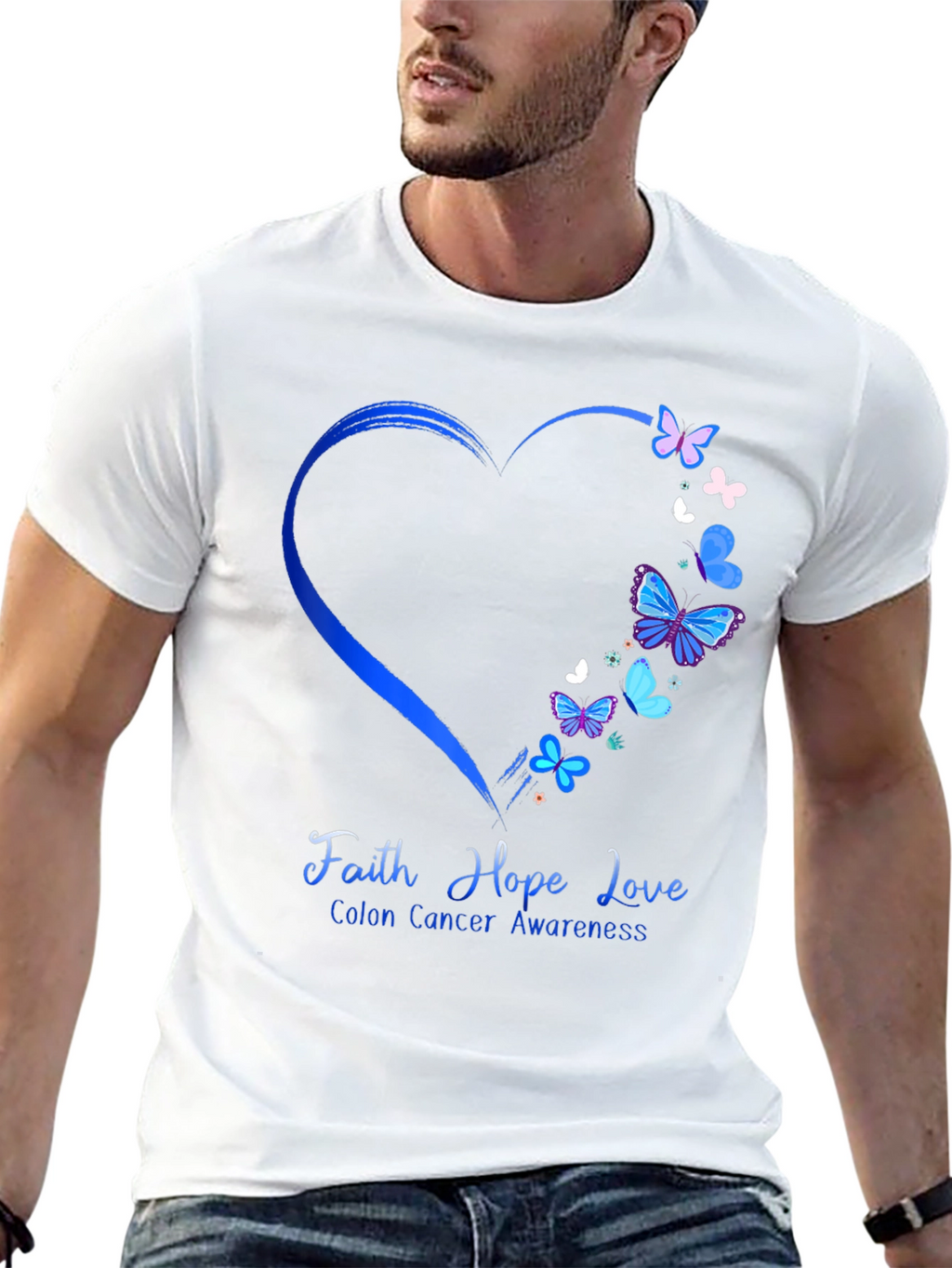 Colon Cancer Awareness Butterfly Heart T-Shirt