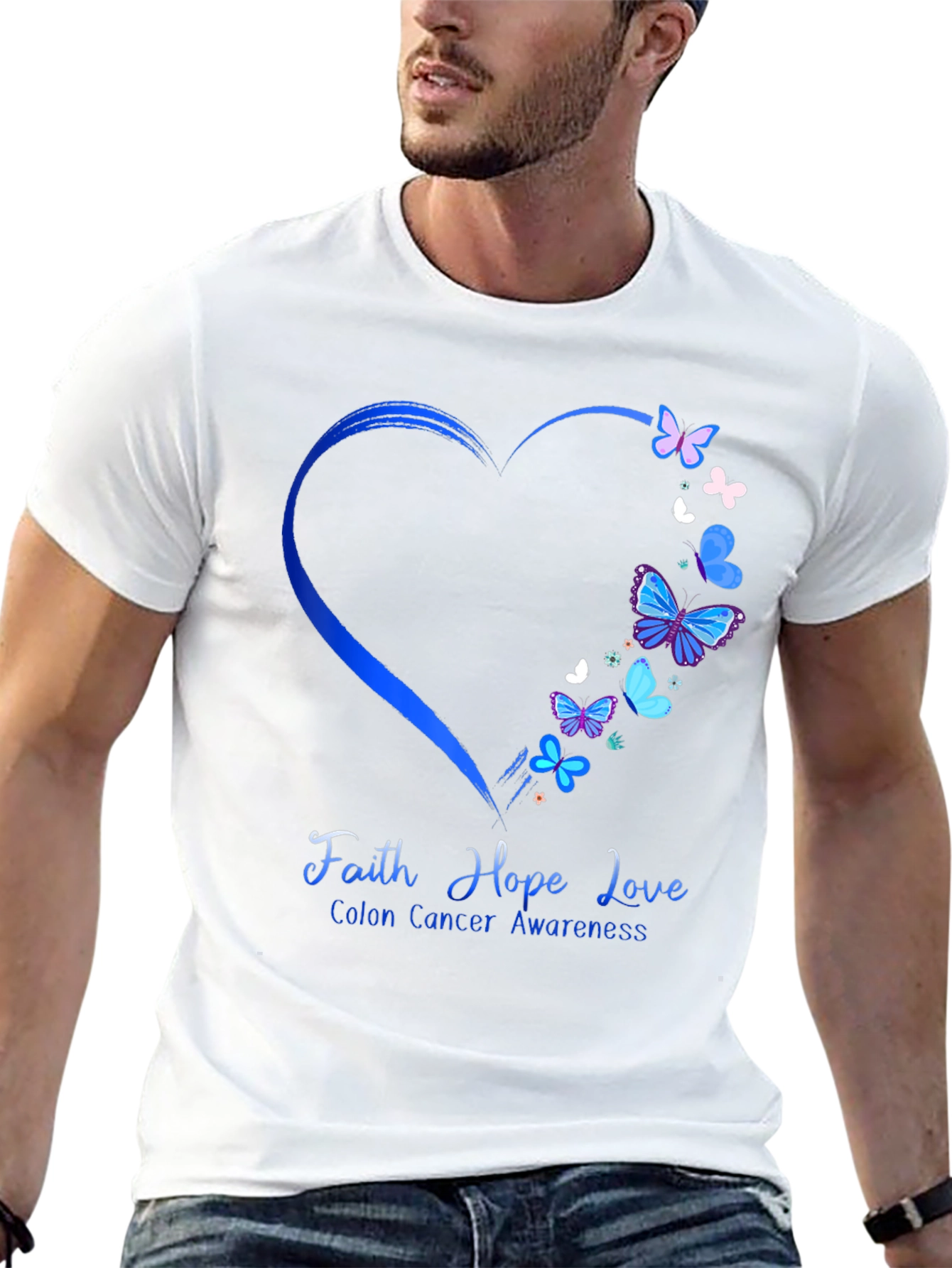 Colon Cancer Awareness Butterfly Heart T-Shirt