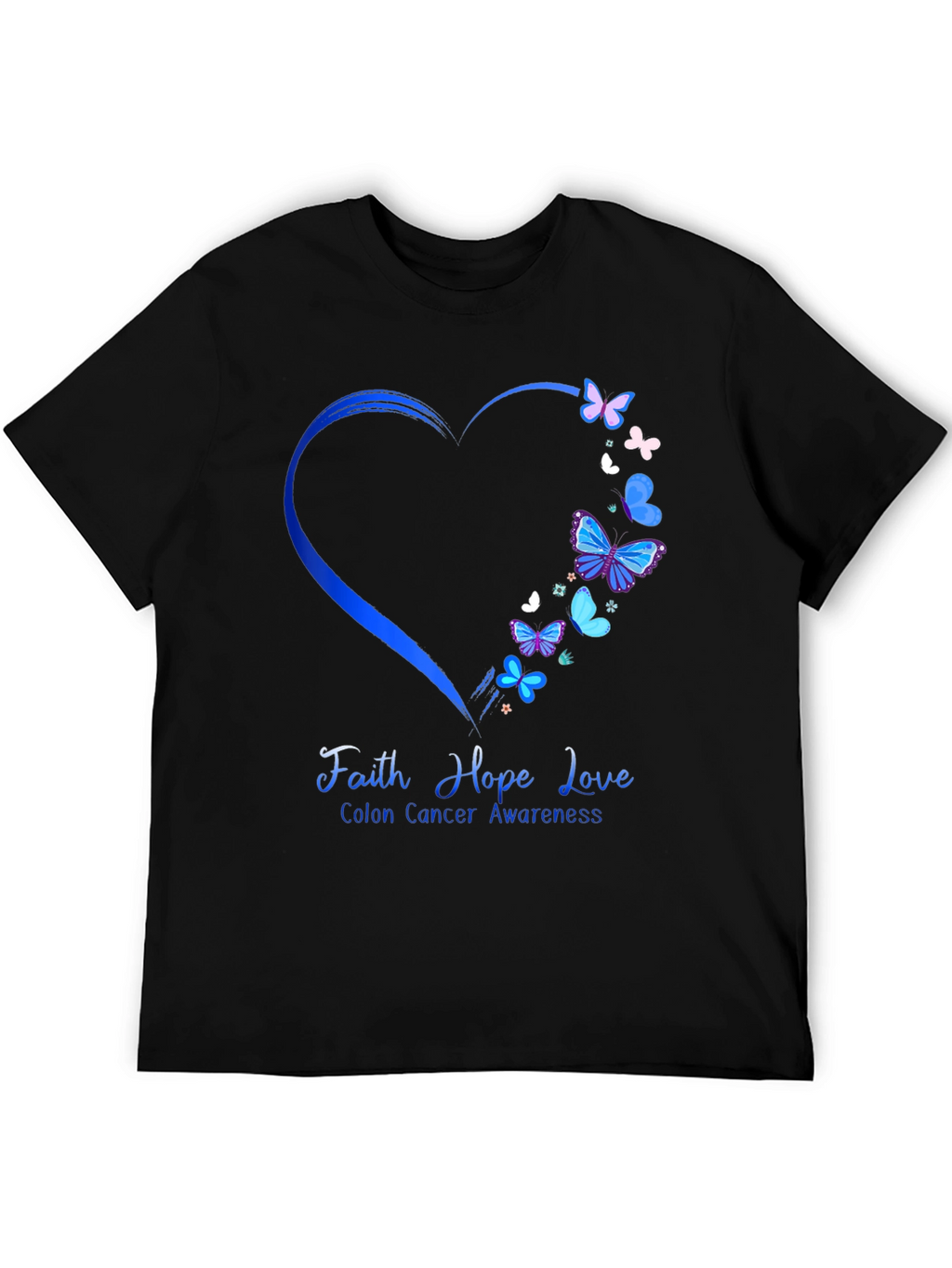 Colon Cancer Awareness Butterfly Heart T-Shirt