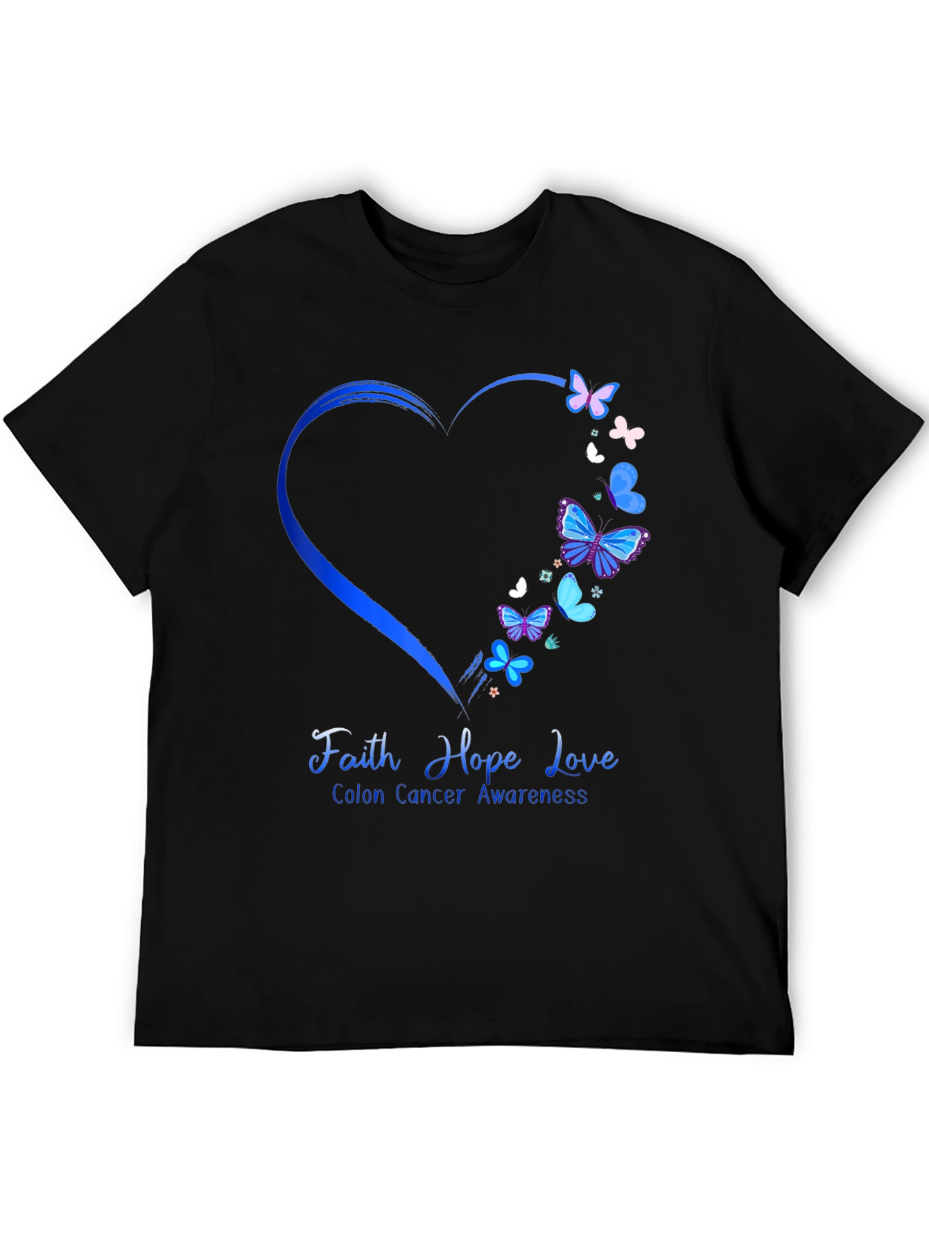 Colon Cancer Awareness Butterfly Heart T-Shirt