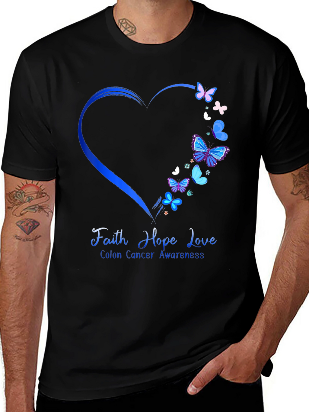 Colon Cancer Awareness Butterfly Heart T-Shirt