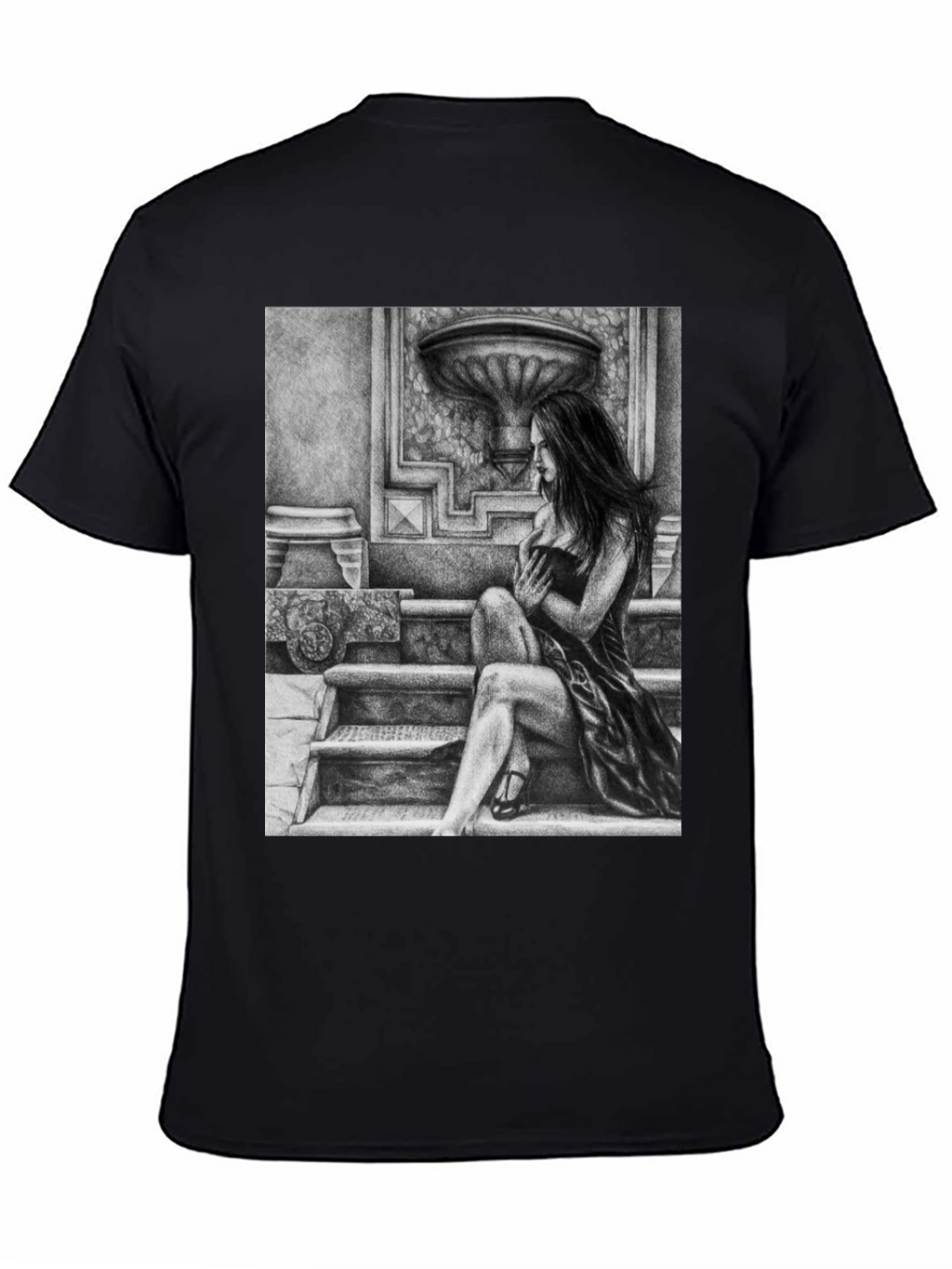 Elegant Woman Art Black T-Shirt