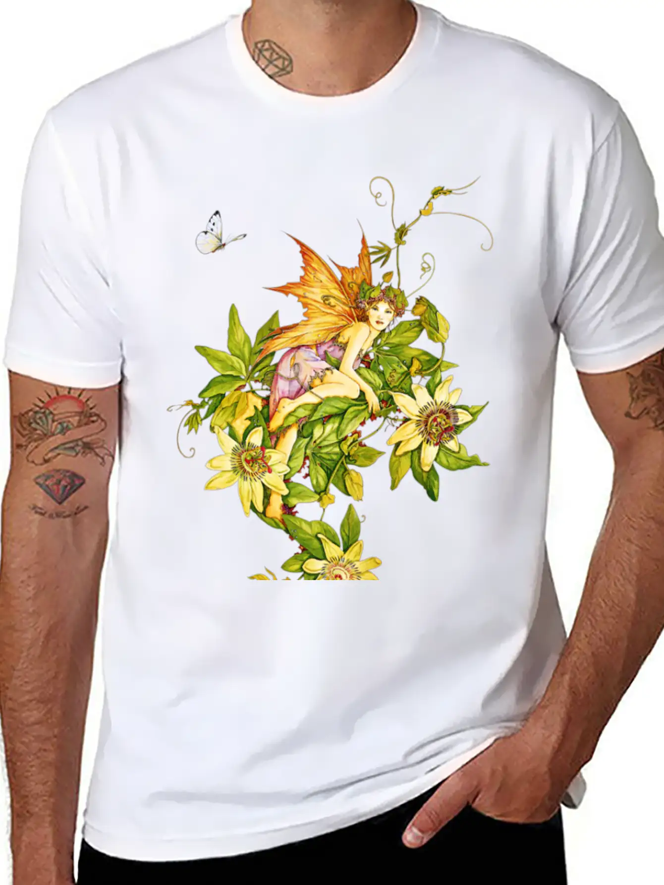 Fairy Floral Modern Fit Casual T-Shirt – Clean And Versatile Design