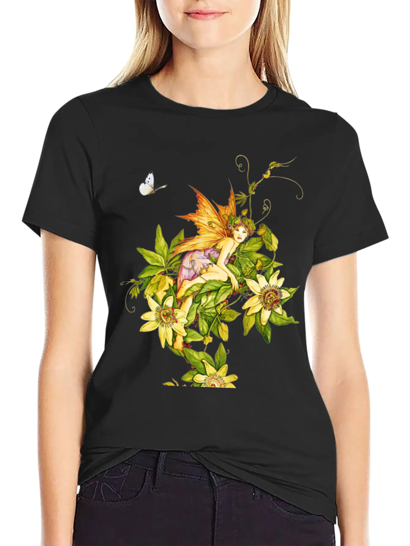 Fairy Floral Modern Fit Casual T-Shirt – Clean And Versatile Design