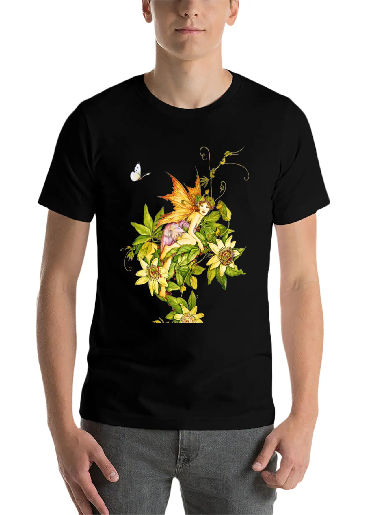 Fairy Floral Modern Fit Casual T-Shirt – Clean And Versatile Design