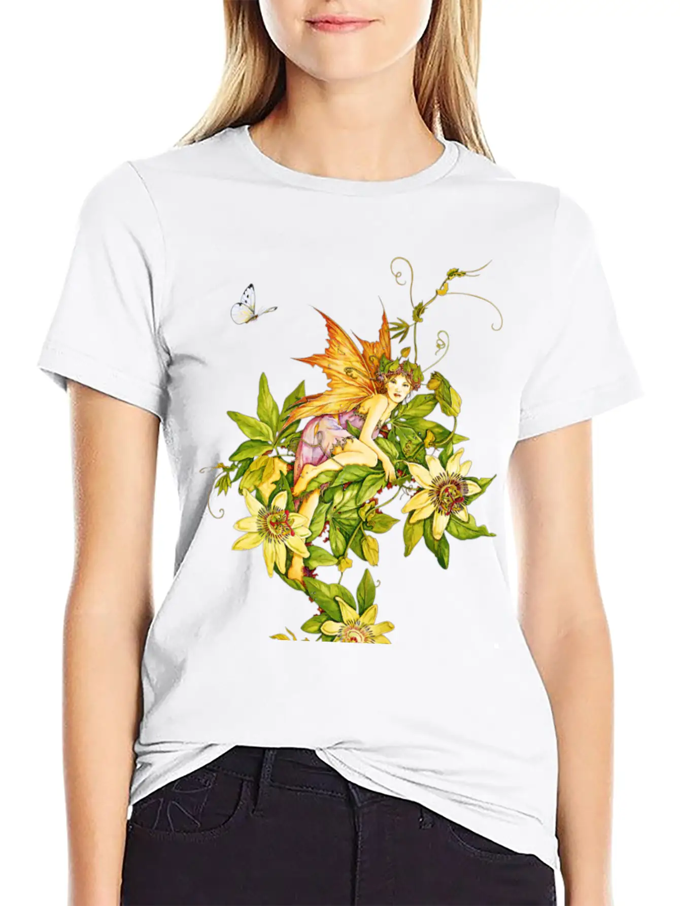 Fairy Floral Modern Fit Casual T-Shirt – Clean And Versatile Design