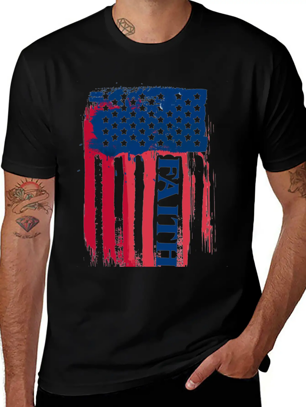 Faith American Flag Breathable Soft Cotton T-Shirt – Timeless Casual Look