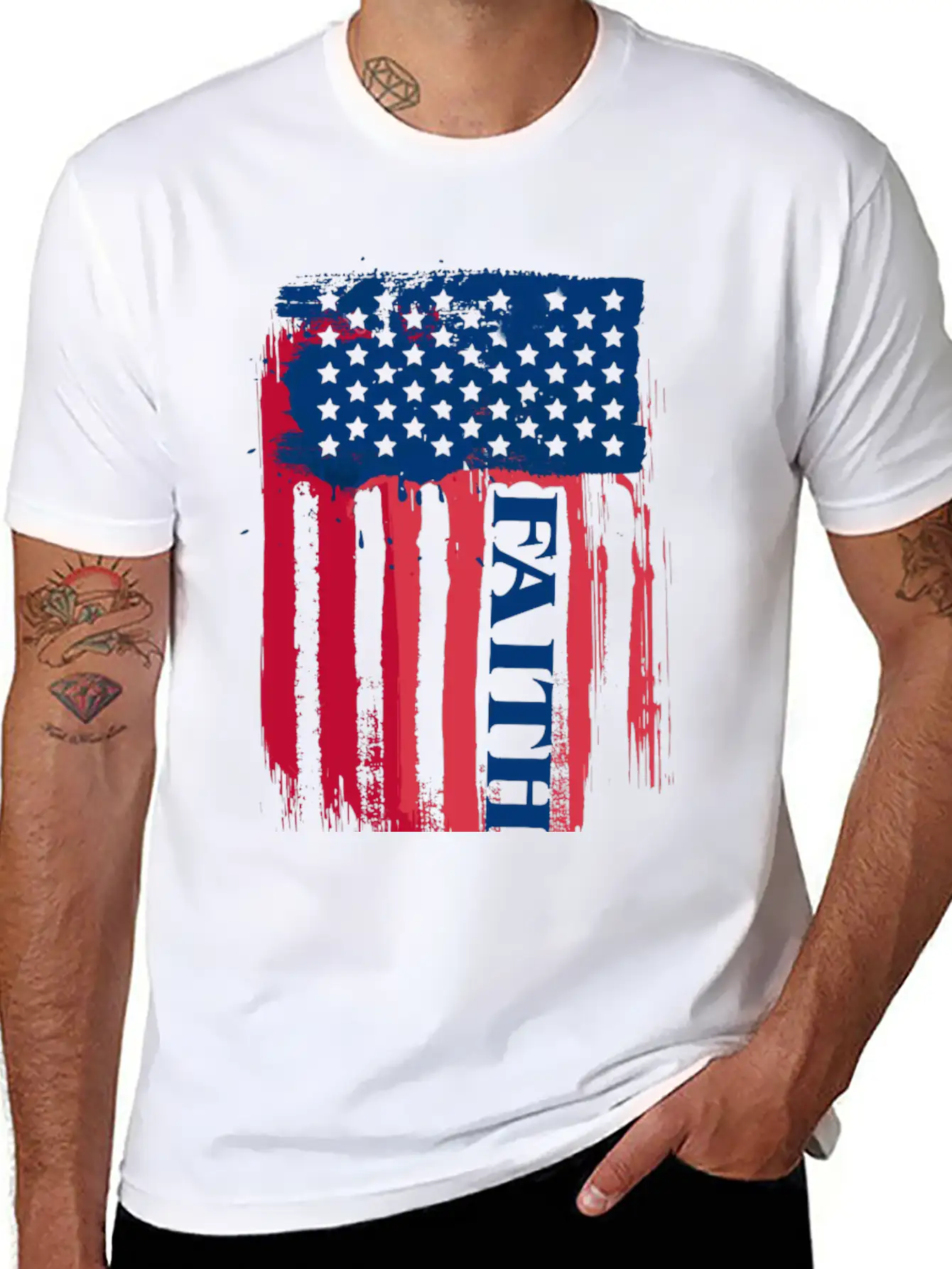Faith American Flag Breathable Soft Cotton T-Shirt – Timeless Casual Look