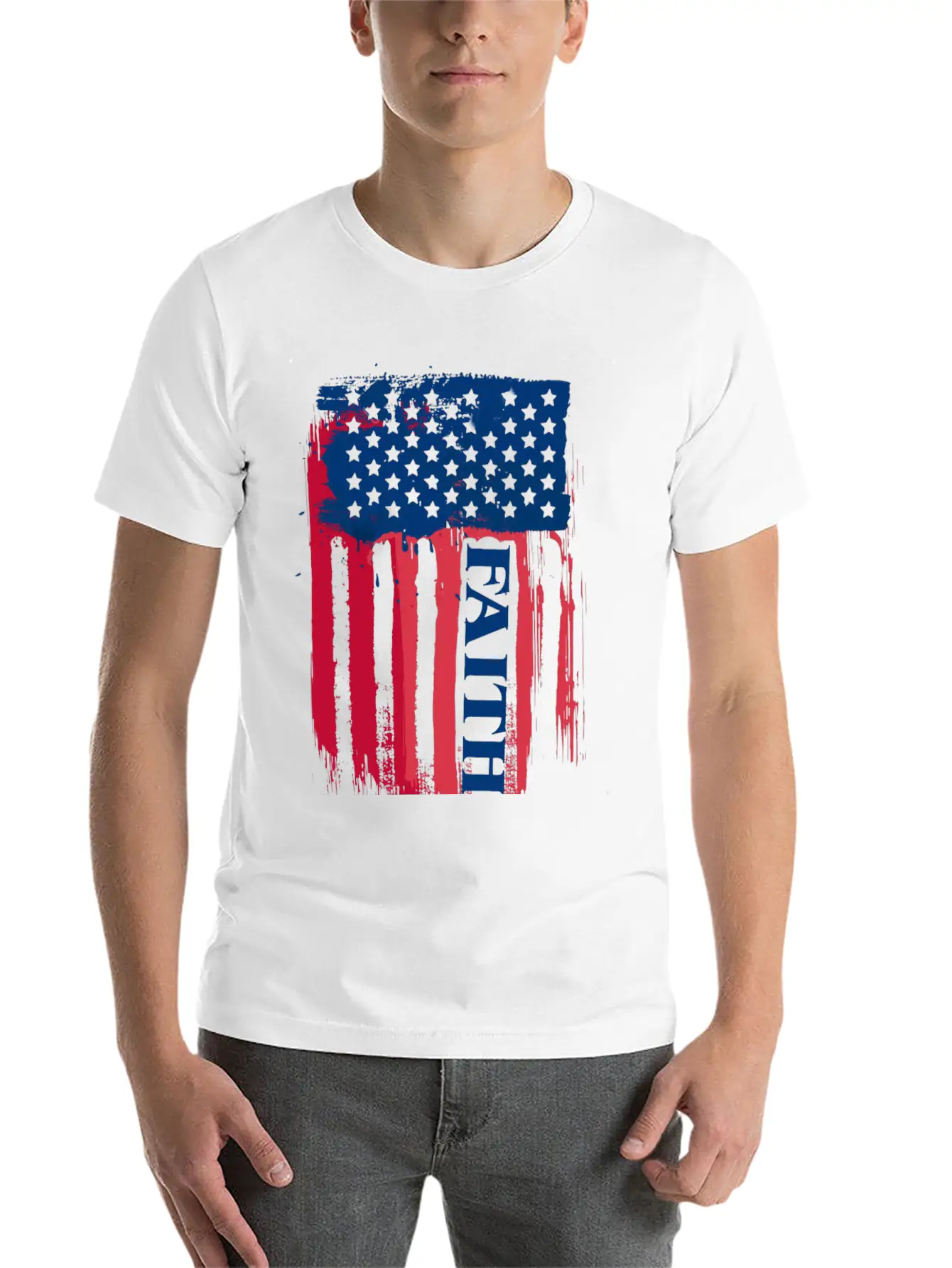 Faith American Flag Breathable Soft Cotton T-Shirt – Timeless Casual Look