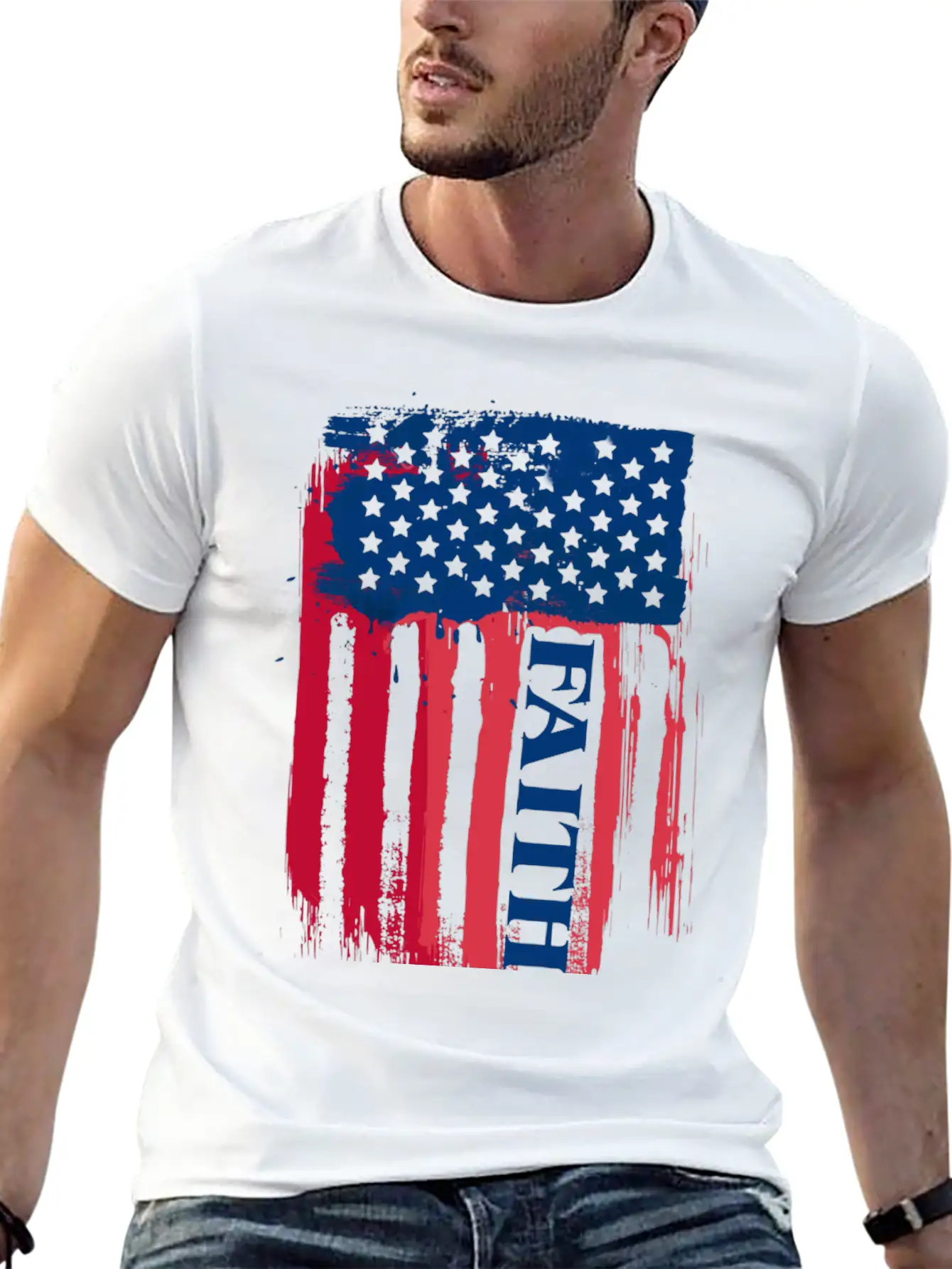 Faith American Flag Breathable Soft Cotton T-Shirt – Timeless Casual Look