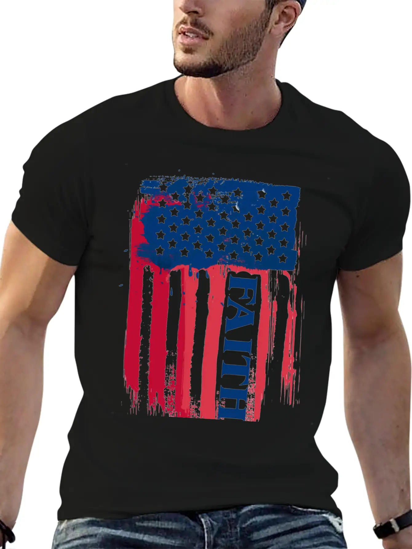 Faith American Flag Breathable Soft Cotton T-Shirt – Timeless Casual Look