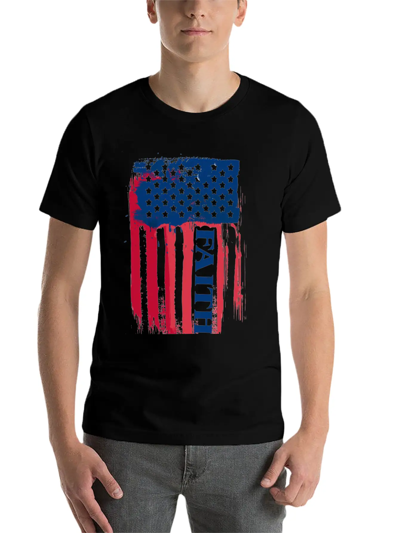 Faith American Flag Breathable Soft Cotton T-Shirt – Timeless Casual Look