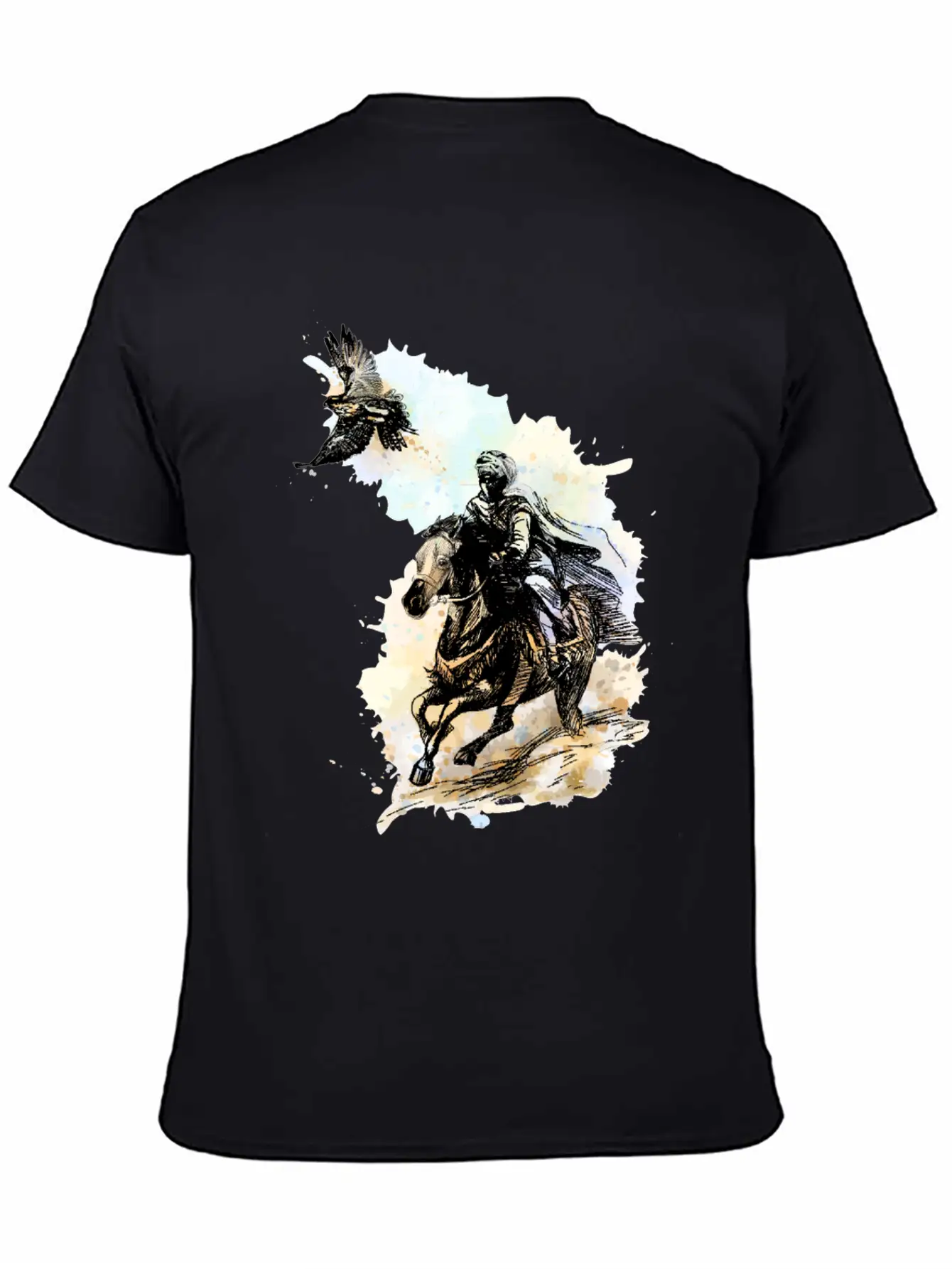Falcon Hunting Arabian Man Falcon Horse Indie Art Unisex Casual T-Shirt – Clean Design For Daily Comfort
