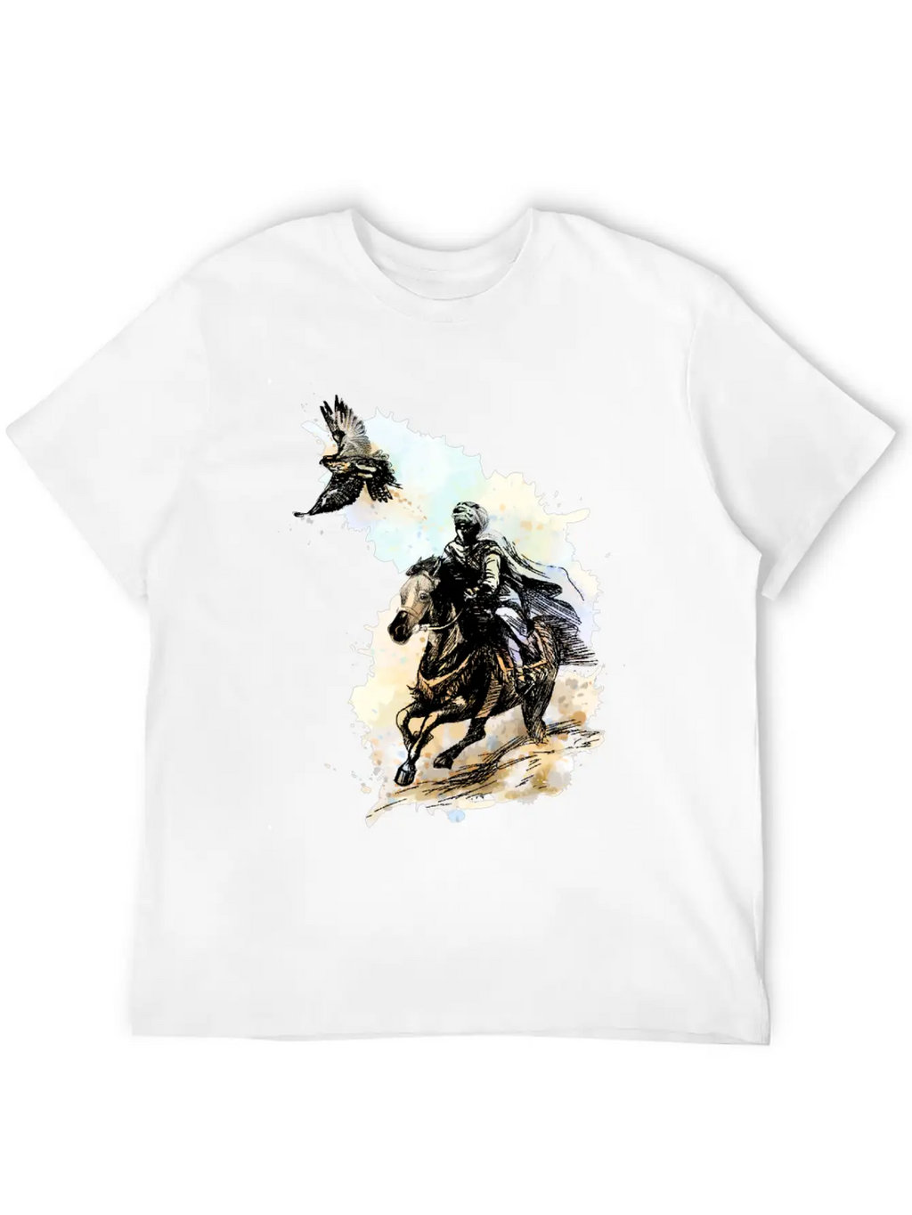 Falcon Hunting Arabian Man Falcon Horse Indie Art Unisex Casual T-Shirt – Clean Design For Daily Comfort