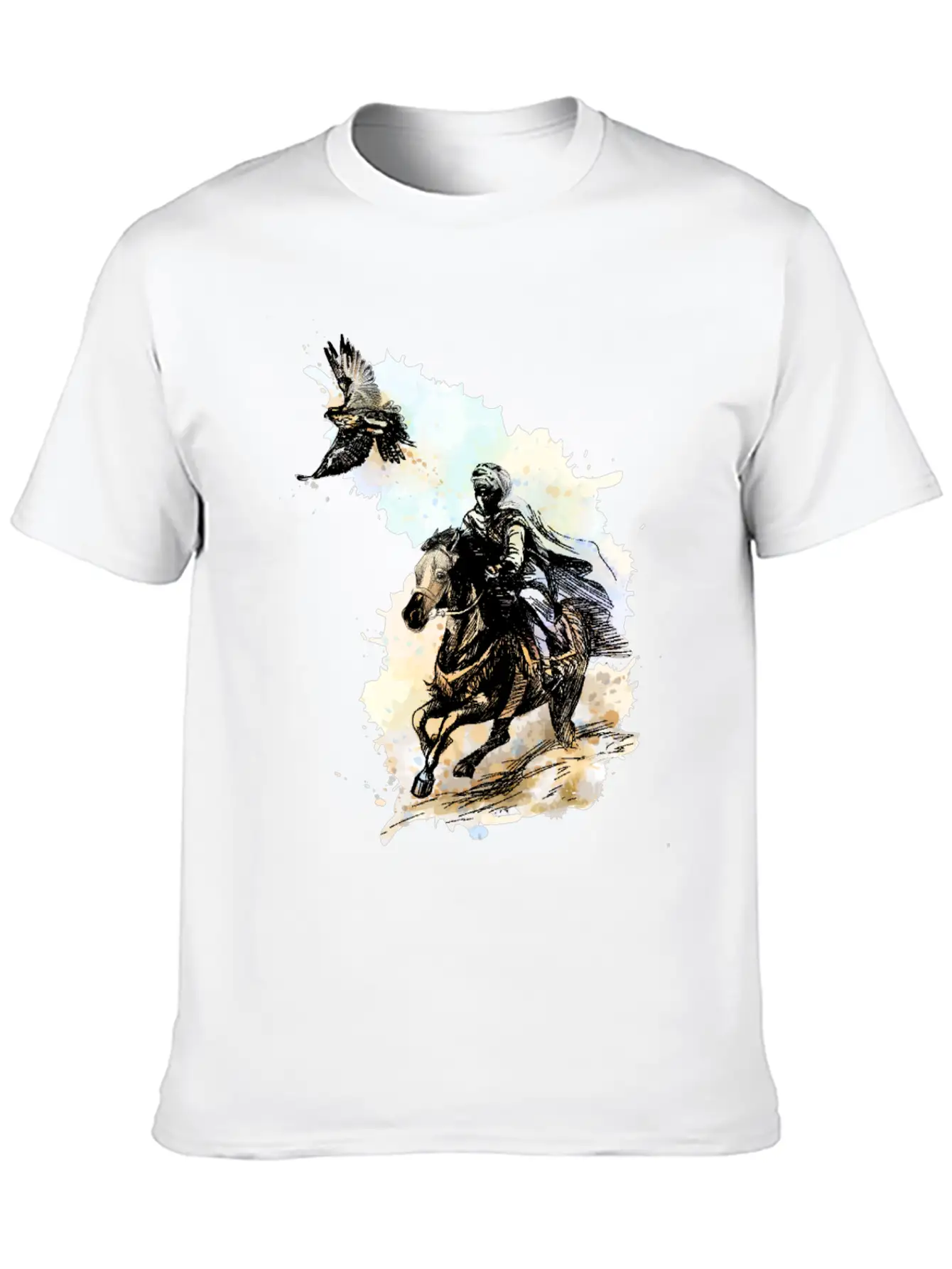 Falcon Hunting Arabian Man Falcon Horse Indie Art Unisex Casual T-Shirt – Clean Design For Daily Comfort