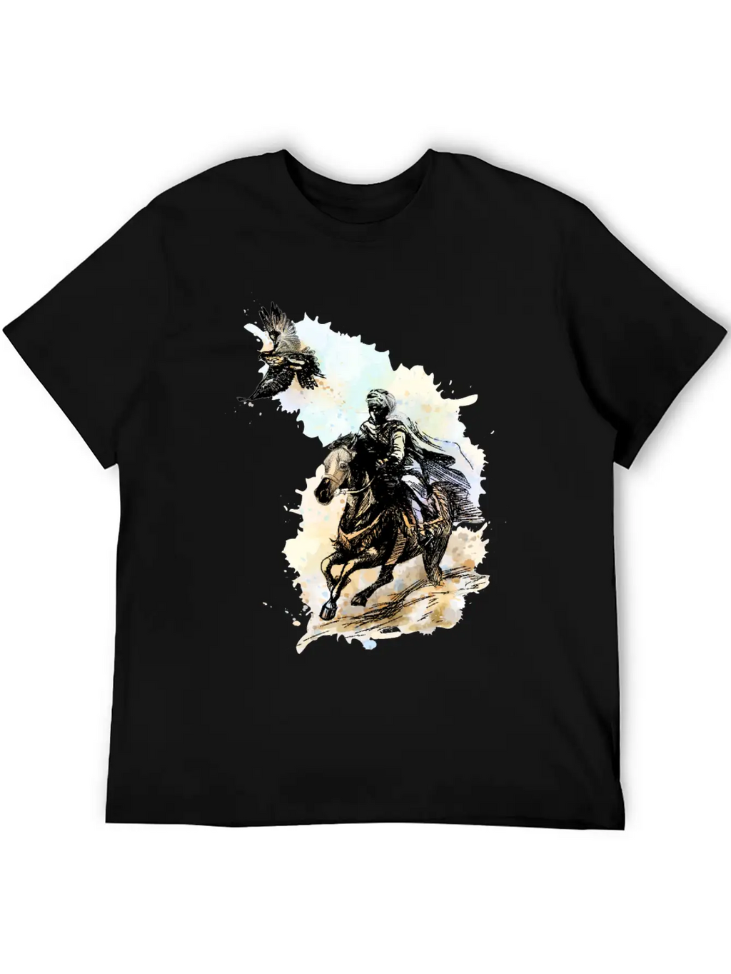 Falcon Hunting Arabian Man Falcon Horse Indie Art Unisex Casual T-Shirt – Clean Design For Daily Comfort