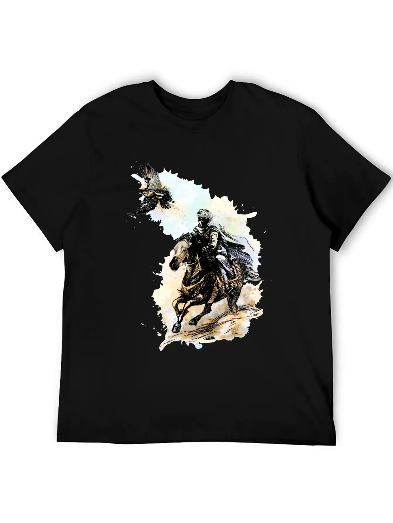 Falcon Hunting Arabian Man Falcon Horse Indie Art Unisex Casual T-Shirt – Clean Design For Daily Comfort