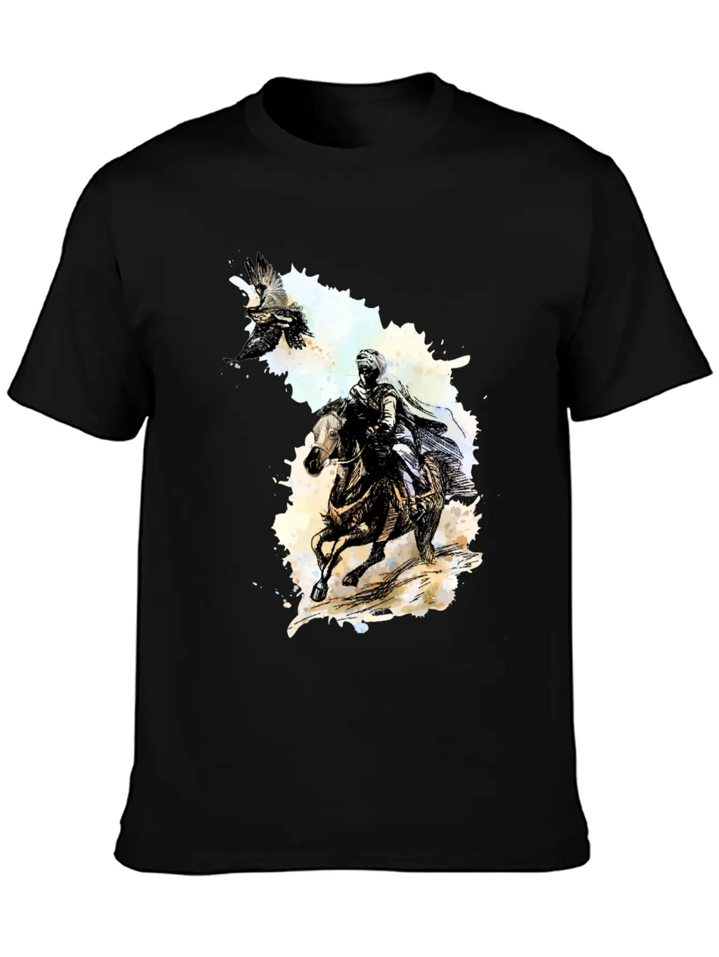 Falcon Hunting Arabian Man Falcon Horse Indie Art Unisex Casual T-Shirt – Clean Design For Daily Comfort