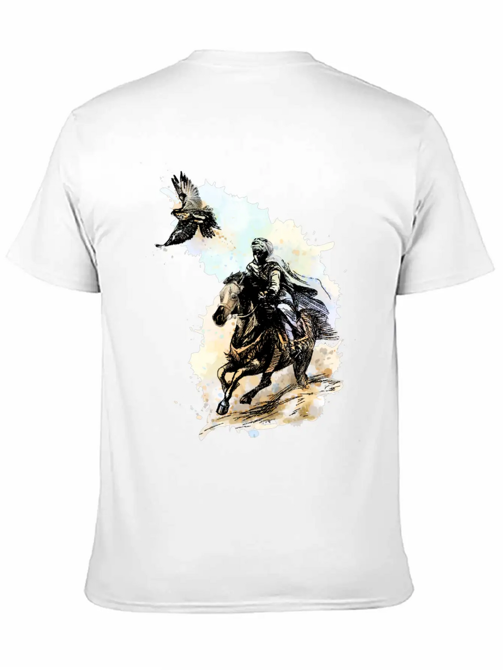 Falcon Hunting Arabian Man Falcon Horse Indie Art Unisex Casual T-Shirt – Clean Design For Daily Comfort