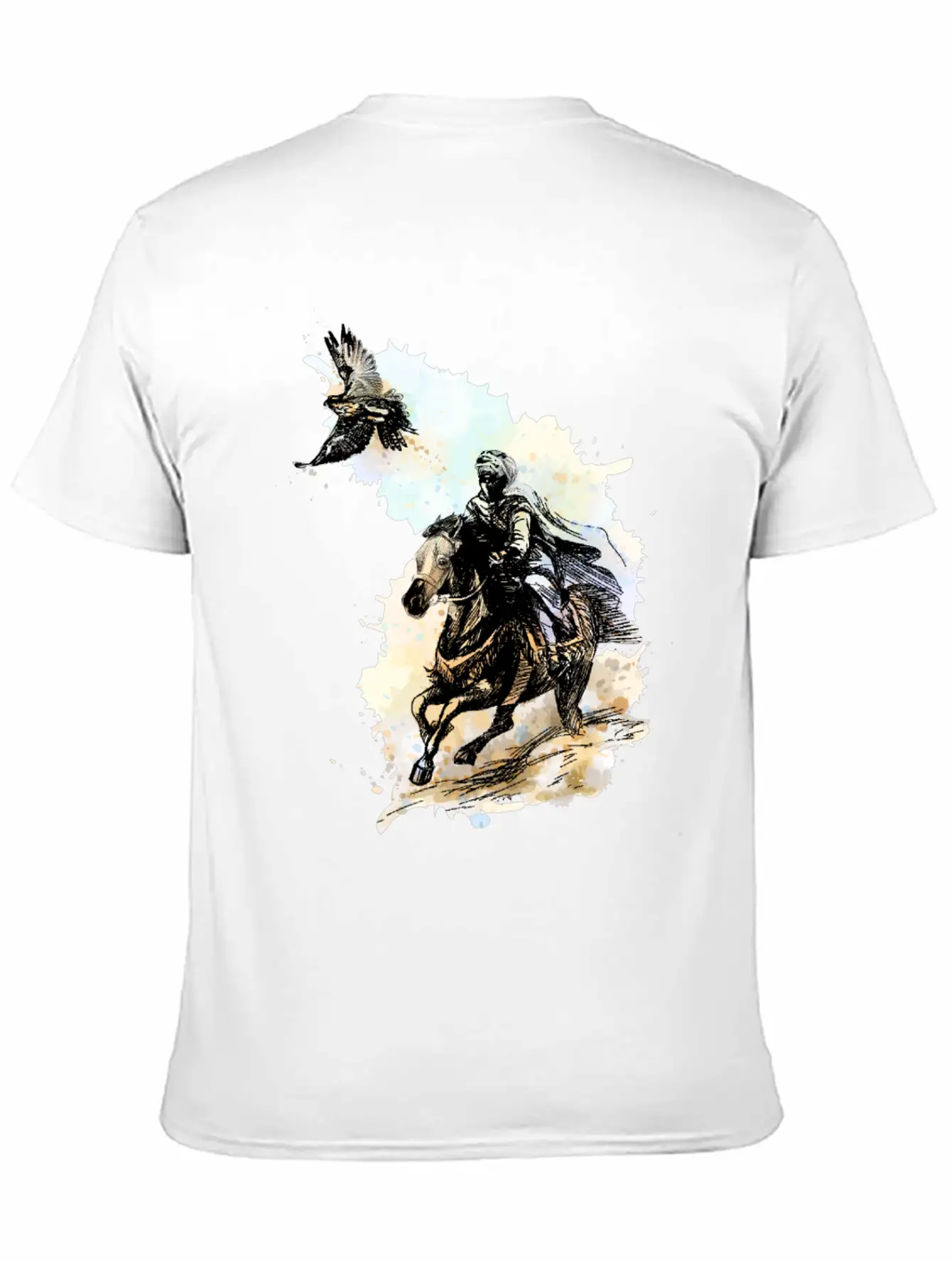 Falcon Hunting Arabian Man Falcon Horse Indie Art Unisex Casual T-Shirt – Clean Design For Daily Comfort