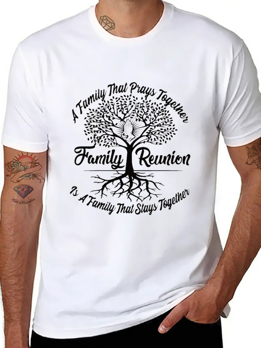 Family Reunion A Family Prays Together Breathable Graphic T-Shirt – Perfect For Casual Days