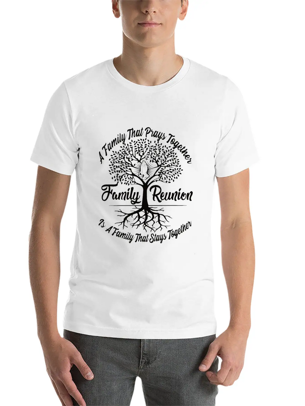 Family Reunion A Family Prays Together Breathable Graphic T-Shirt – Perfect For Casual Days