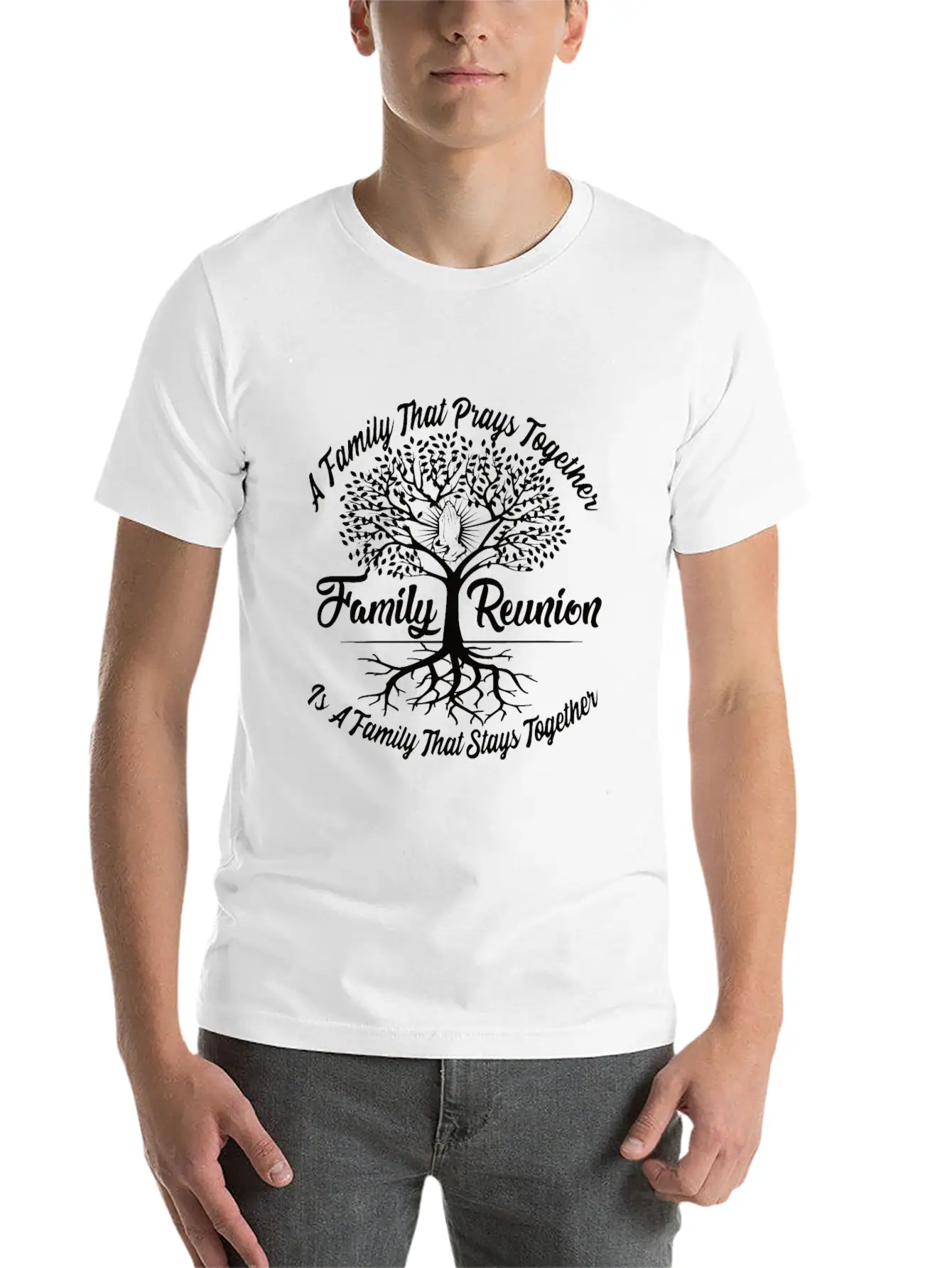 Family Reunion A Family Prays Together Breathable Graphic T-Shirt – Perfect For Casual Days